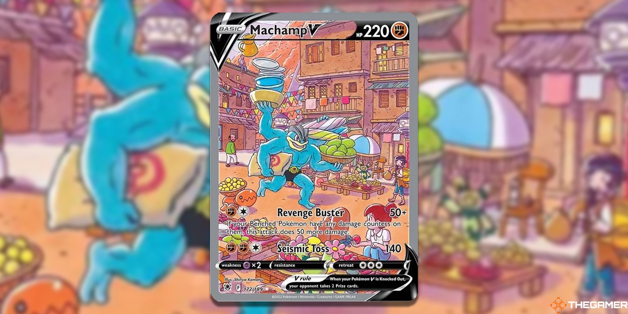 Machamp V's alternate card art from the Pokemon TCG's Astral Radiance