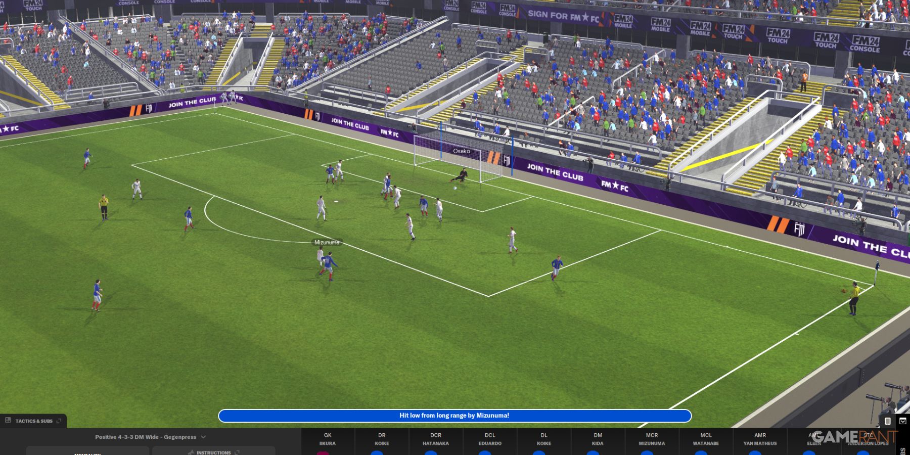 Soccer game in Football Manager 2024