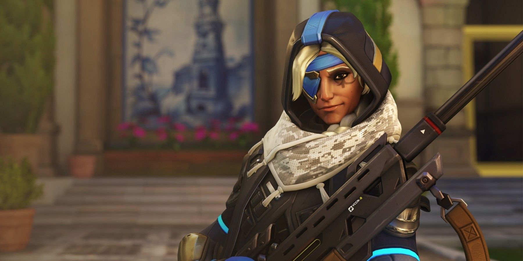 Ana Overwatch 2 posing in spawn