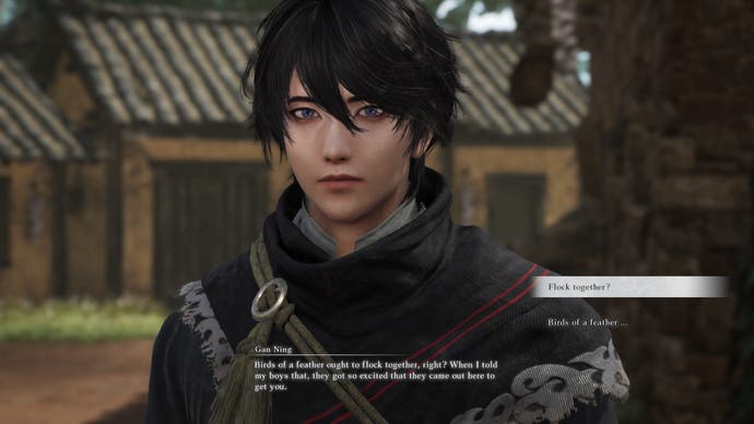 Dynasty Warriors: Origins screenshot of the player character in conversation with an NPC.