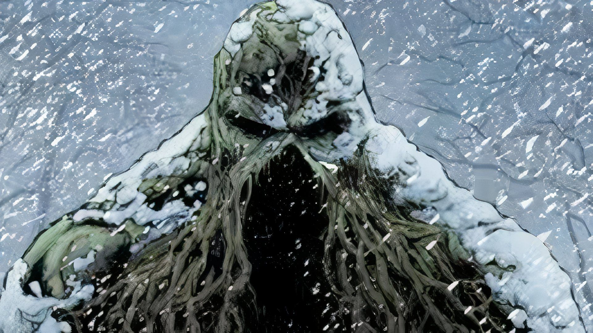 Swamp Thing in snow in DC.