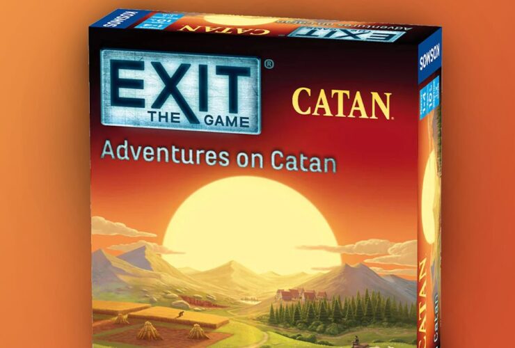 Exit: The Game - Adventures on Catan game up close on an orange background