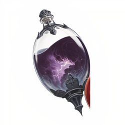 A purple vial filled with smoke and lightning in Dungeons & Dragons. 