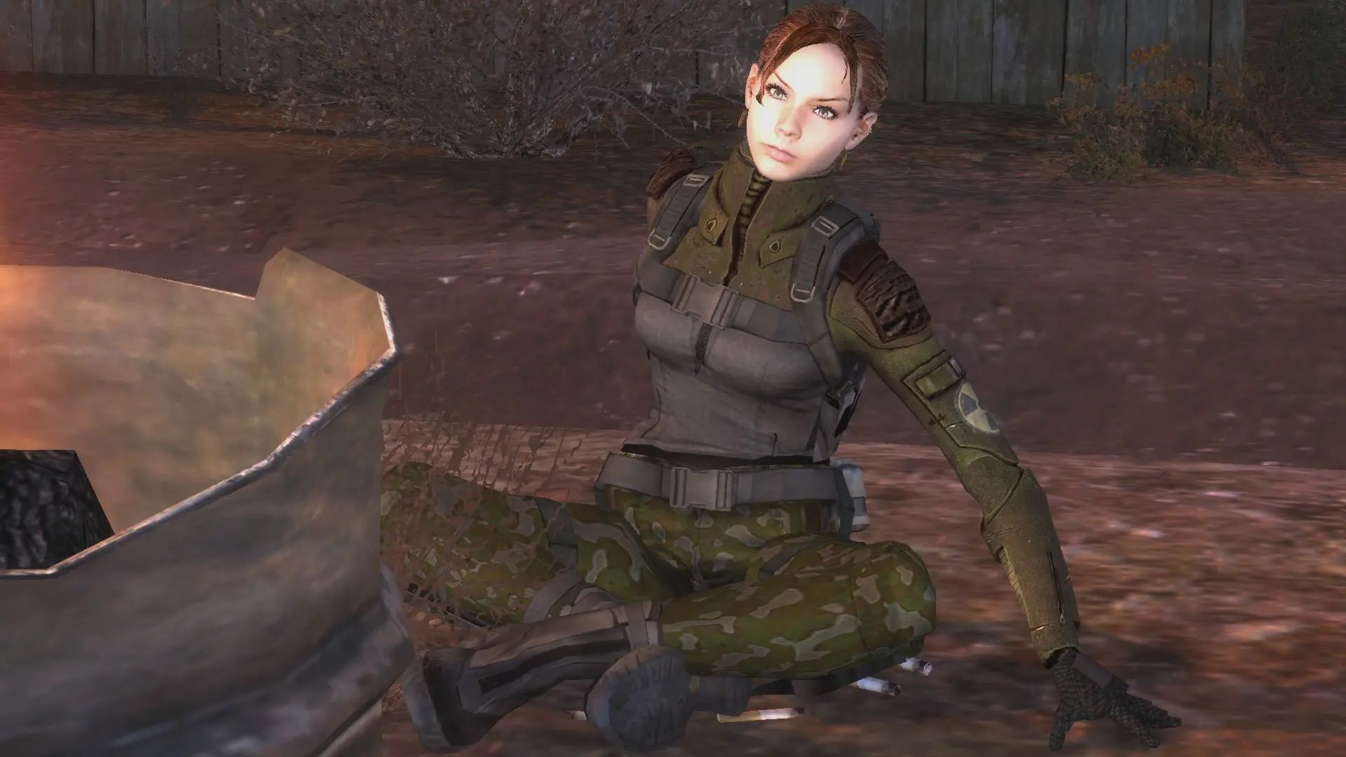 A female stalker in a modded version of Stalker: Shadow Of Chornobyl.