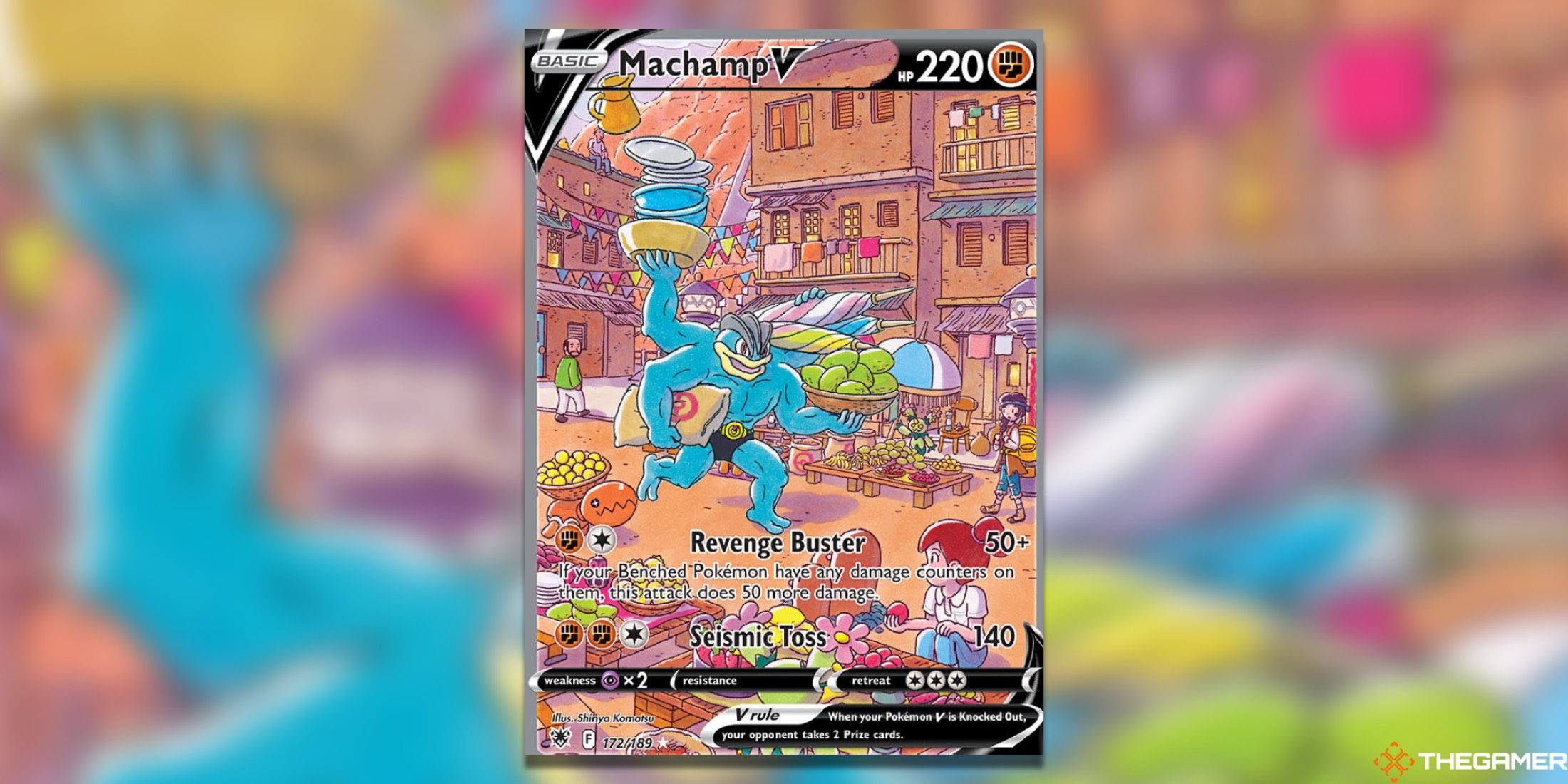 The Machamp V from Astral Radiance in the Pokemon TCG.