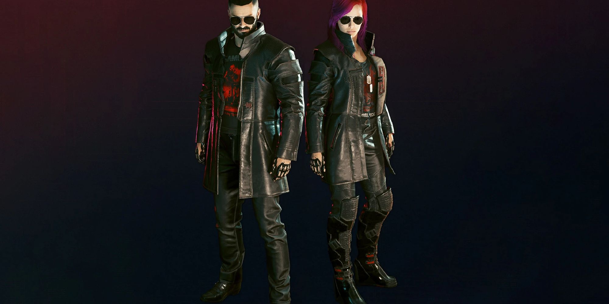 Male and Female V side by side in the modded jacket.