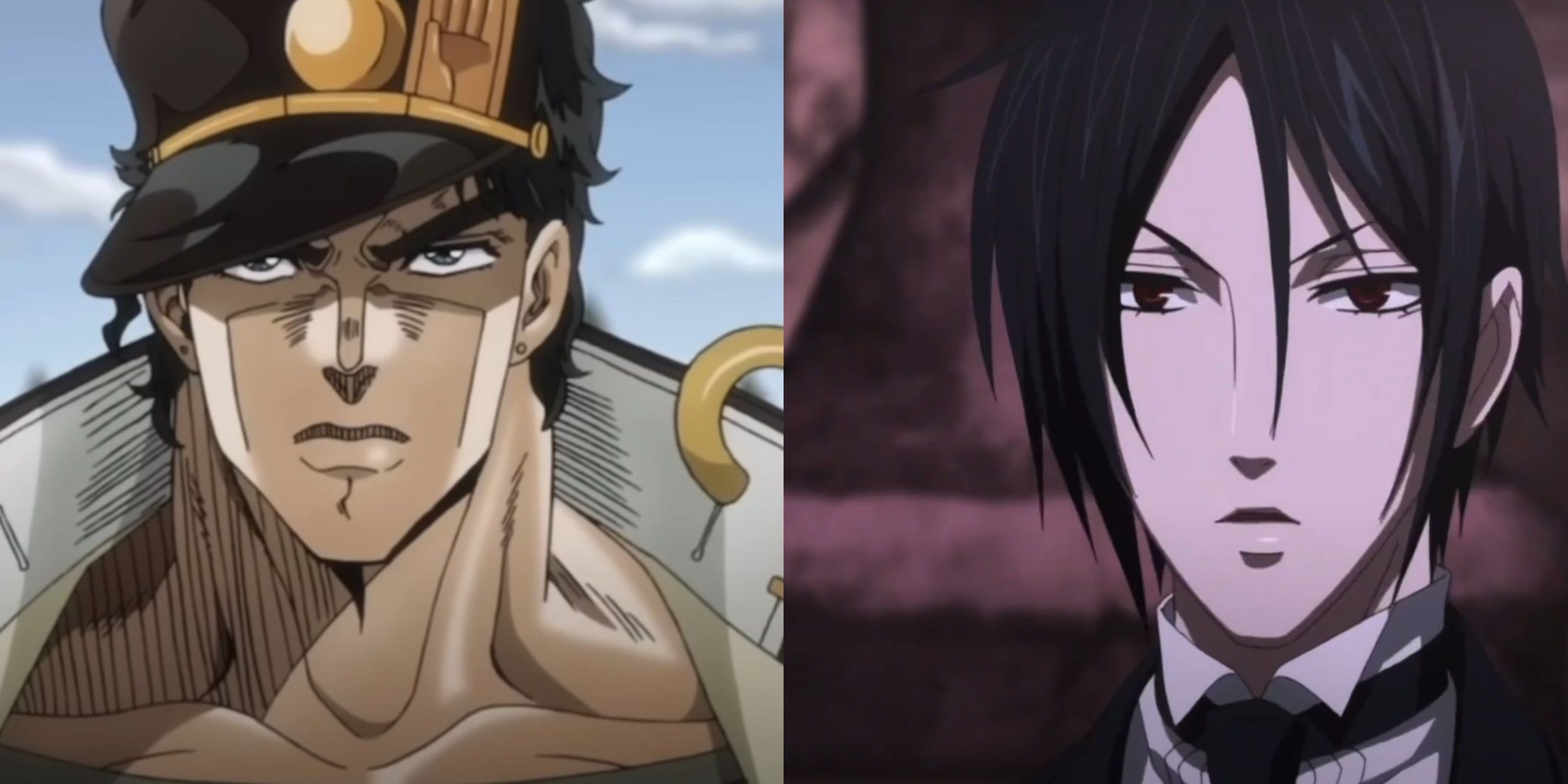 A collage of Jotaro Kujo (left) and Sebastian Michaelis (right).