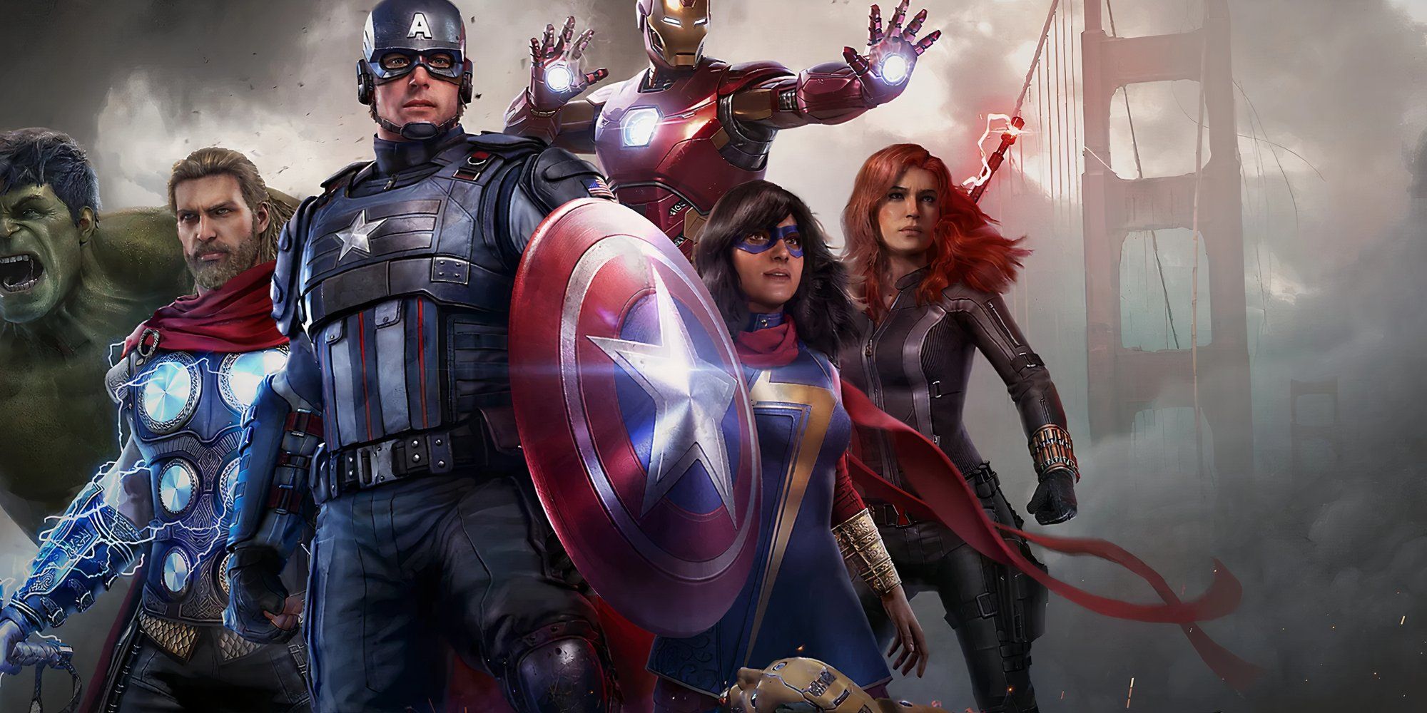 Promo art featuring characters in Marvel’s Avengers