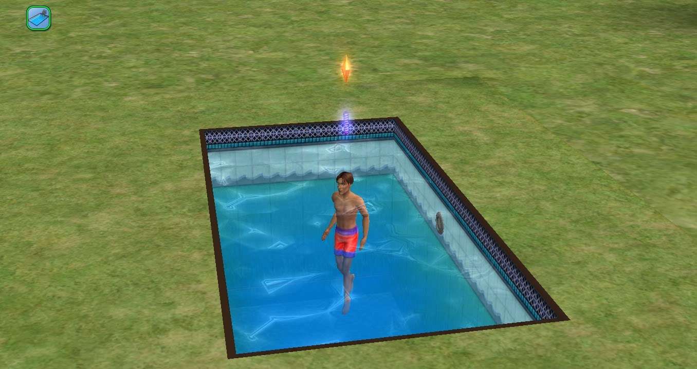 A sim in a pool. 