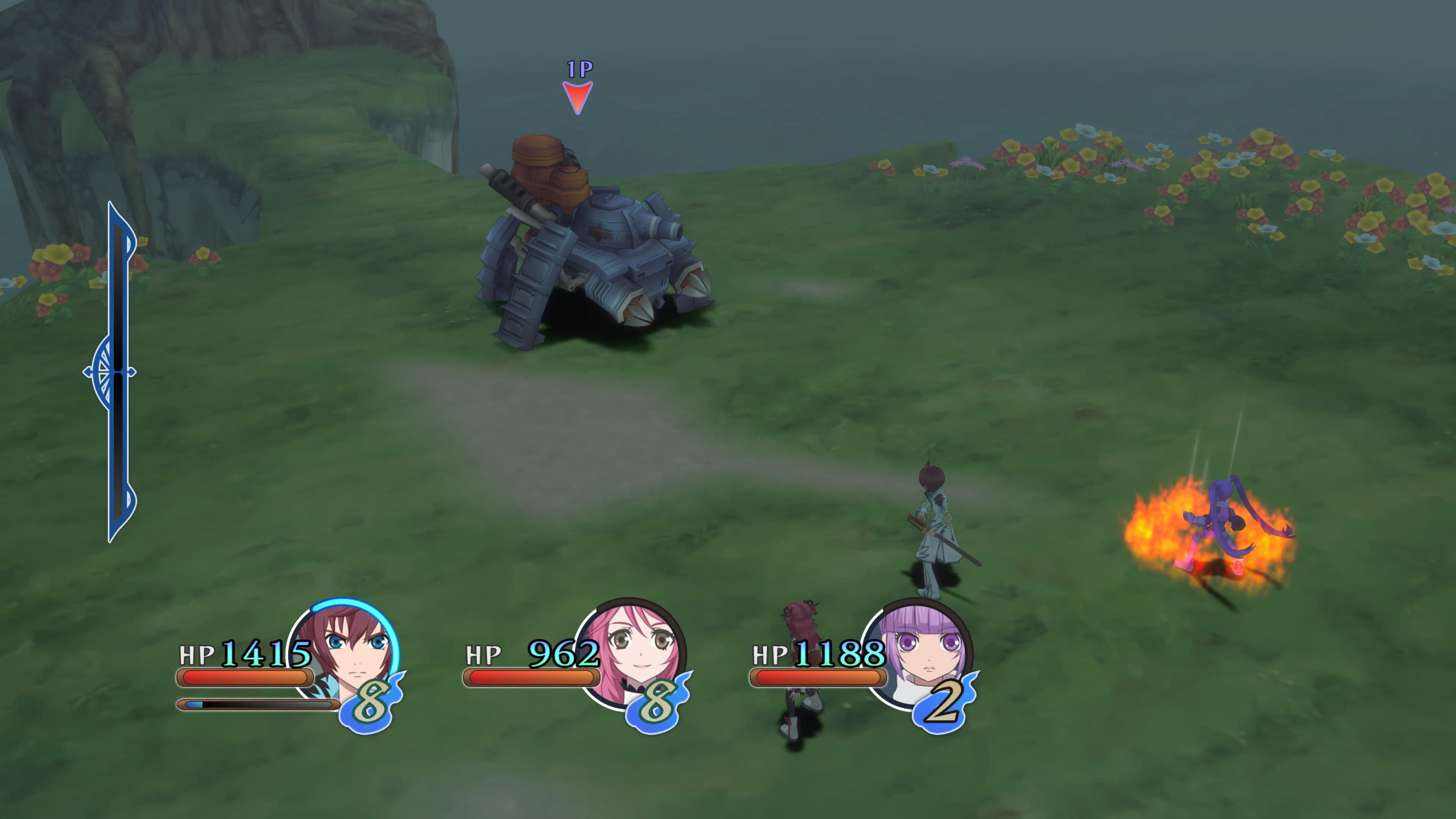 Asbel, Sophie, and Cheria face an enemy in Tales of Graces f Remastered