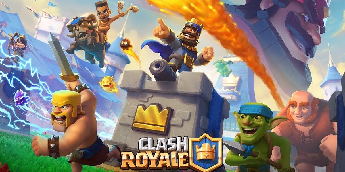 Clash Royale title image with multiple characters running.