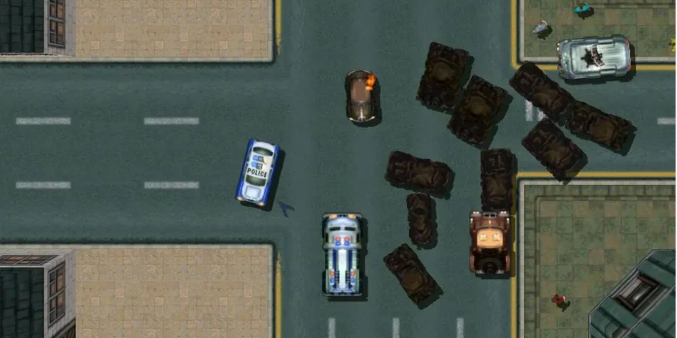 Burnt out cars in GTA 2