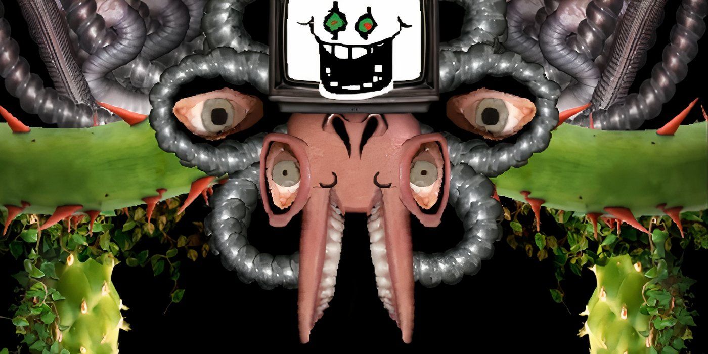 The monstrous Photoshop Flowey boss from Undertale.