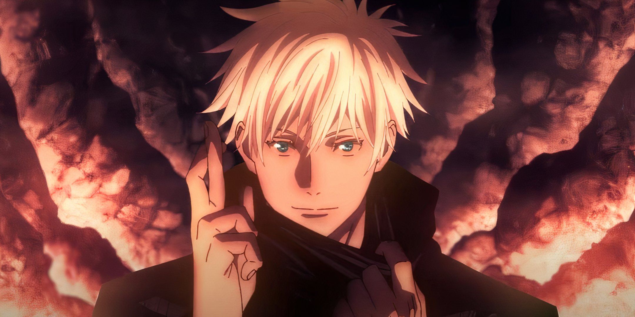 Gojo from Jujutsu Kaisen doing the hand sign for Infinite Void.