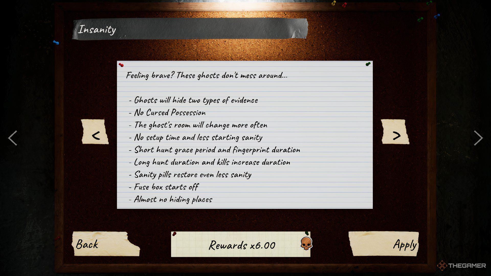 Image showing a difficulty mode in Phasmophobia.