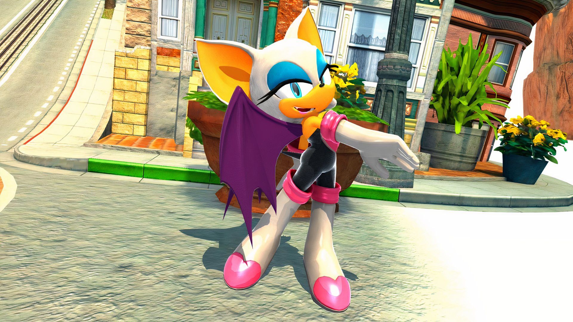 Rouge the Bat flexing her wings in Sonic Generations.