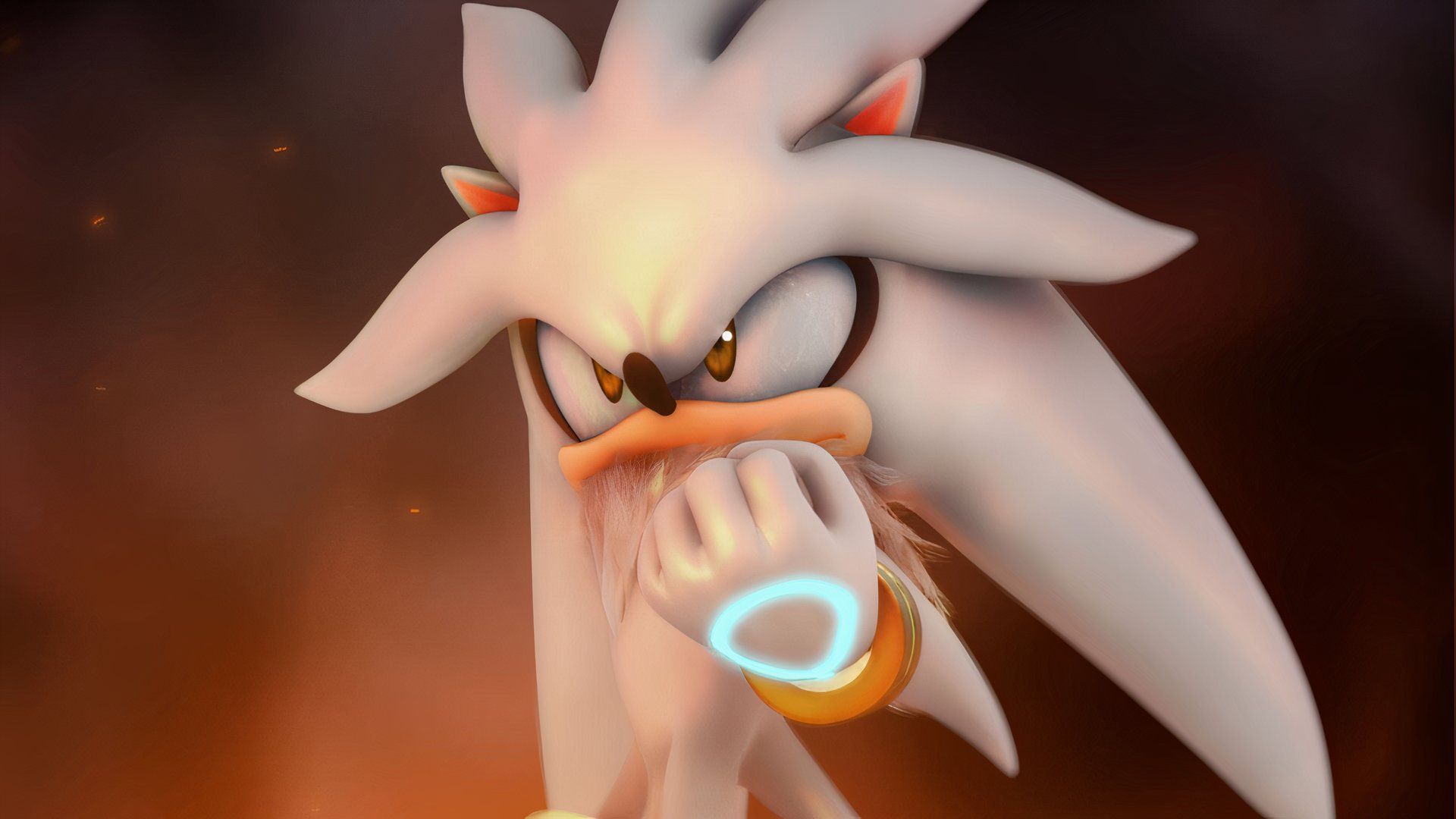 SIlver the Hedgehog with his fist clenched in Sonic the Hedgehog (2006).