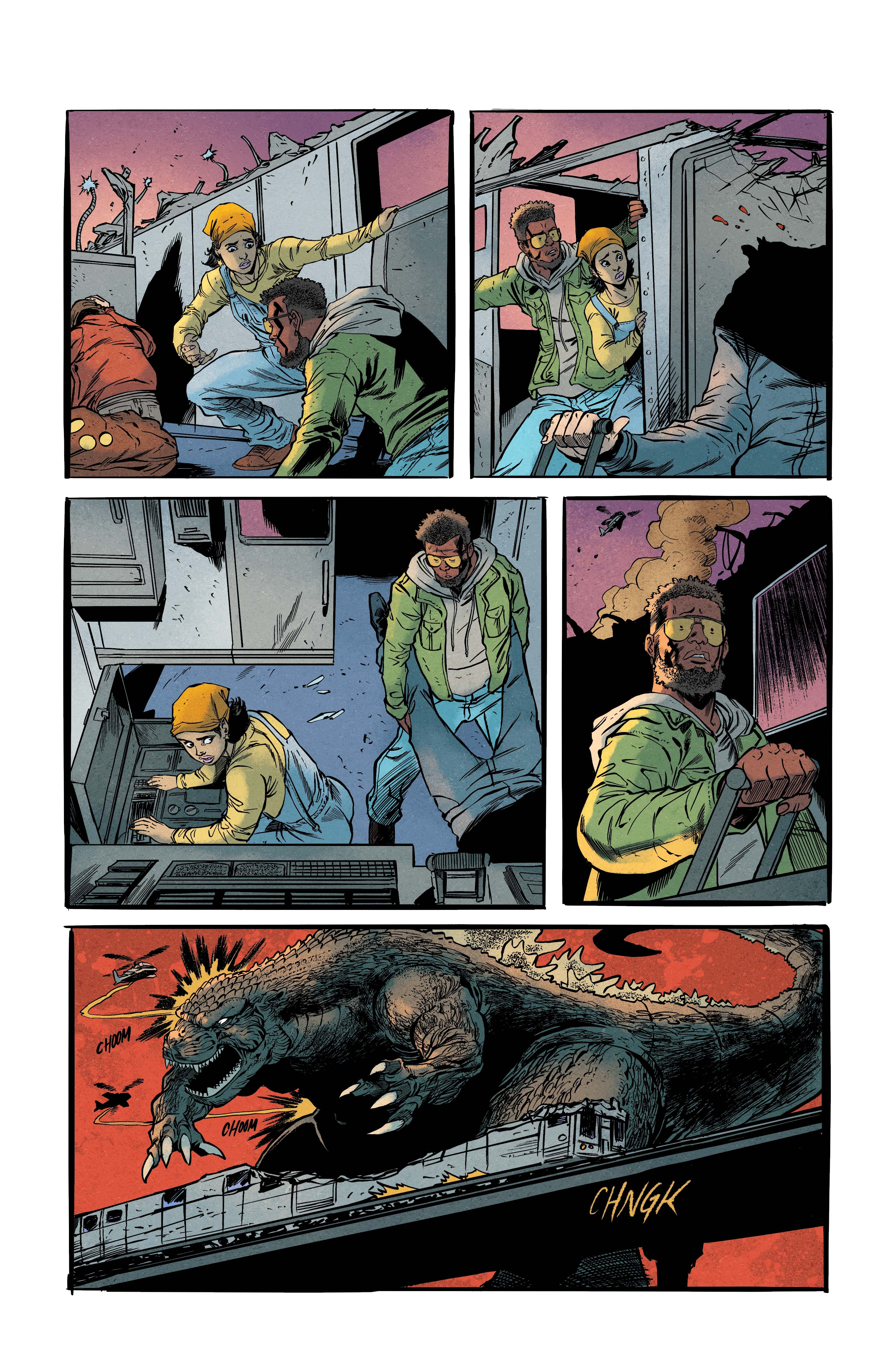 A page of exclusive Tim Seeley art from Godzilla vs. America: Chicago #1..