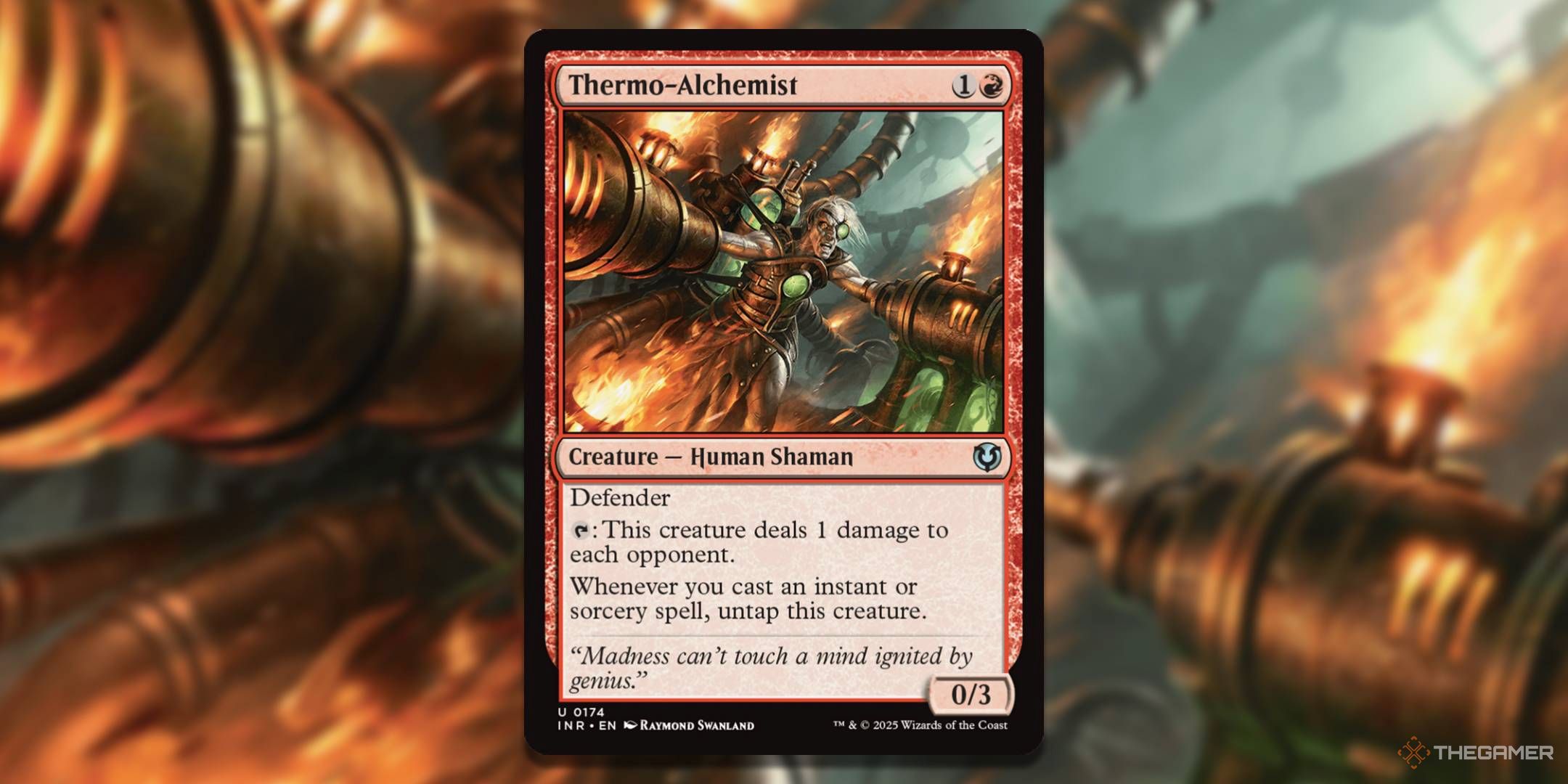 MTG Thermo-Alchemist card and art in the background.