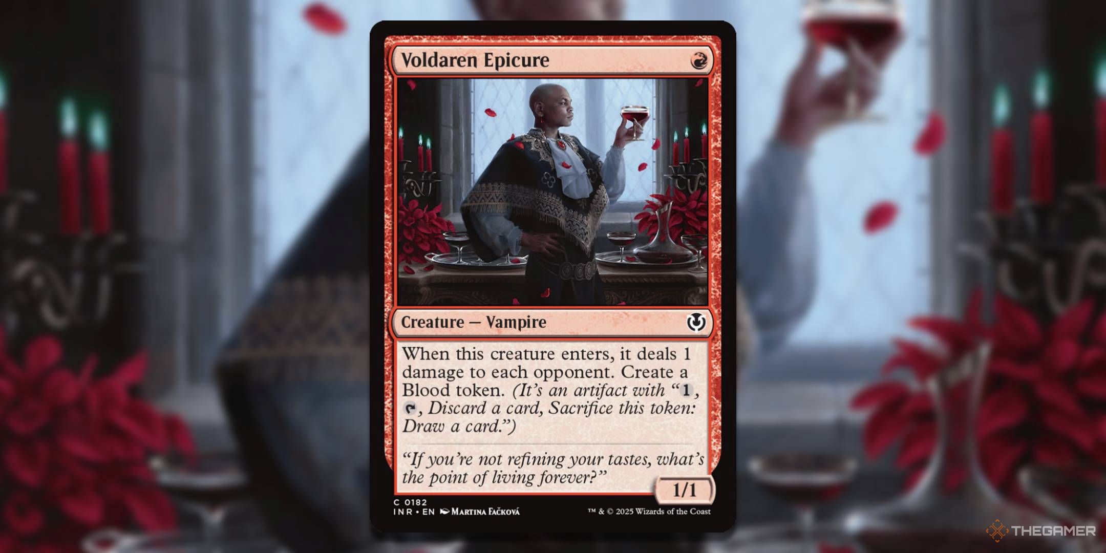 MTG Voldaren Epicure card and art in the background.