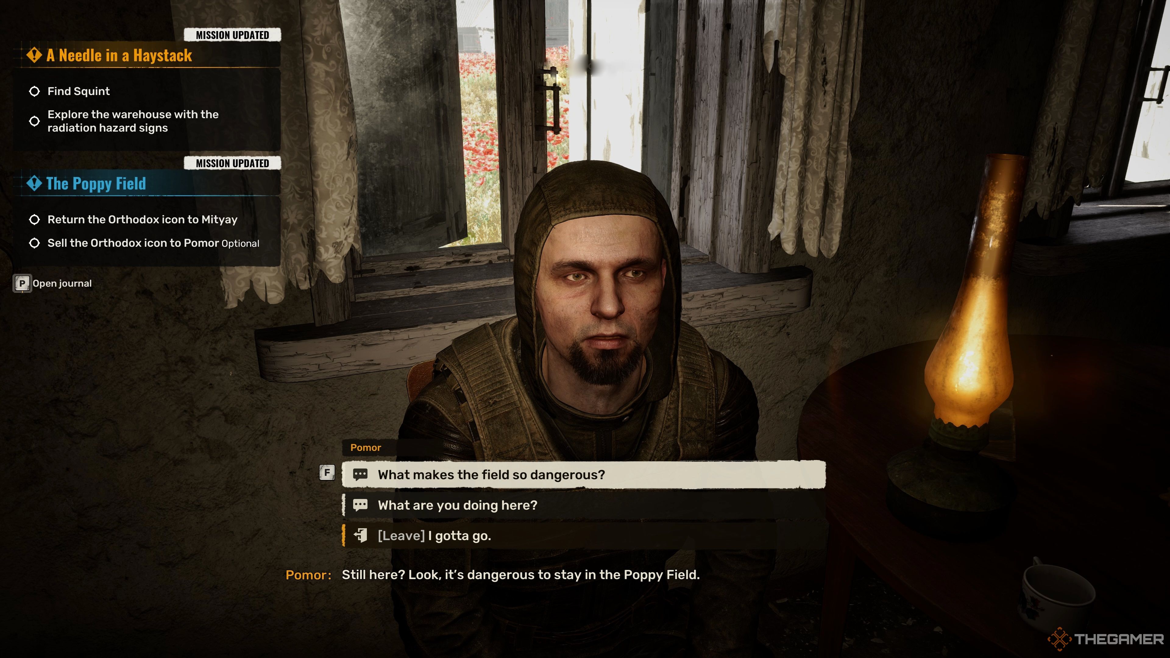 Talking to Pomor after acquiring the Religious Icon in Stalker 2: Heart of Chornobyl.