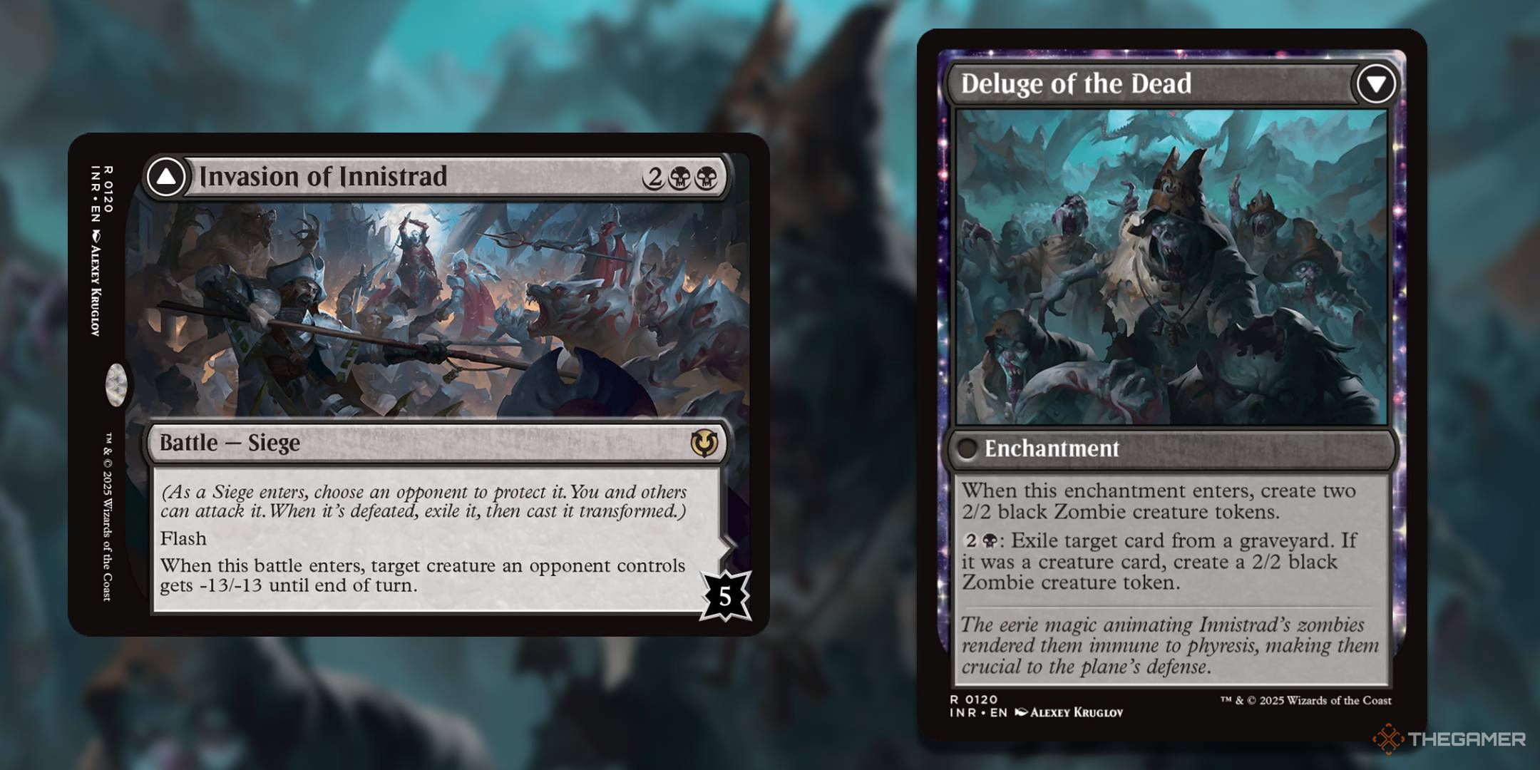 MTG Invasion of Innistrad card with the art in the background