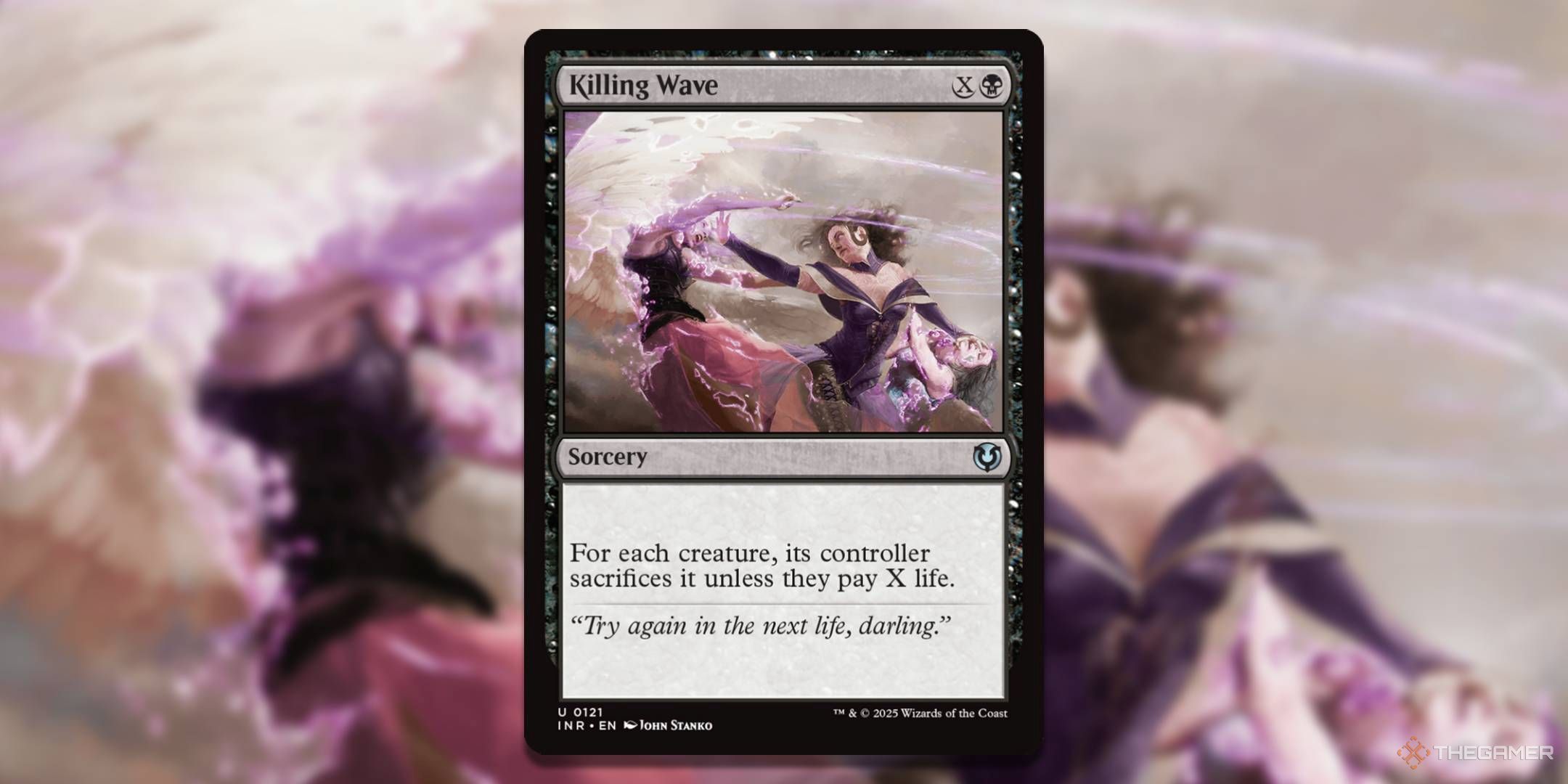 MTG Killing Wave card with the art in the background