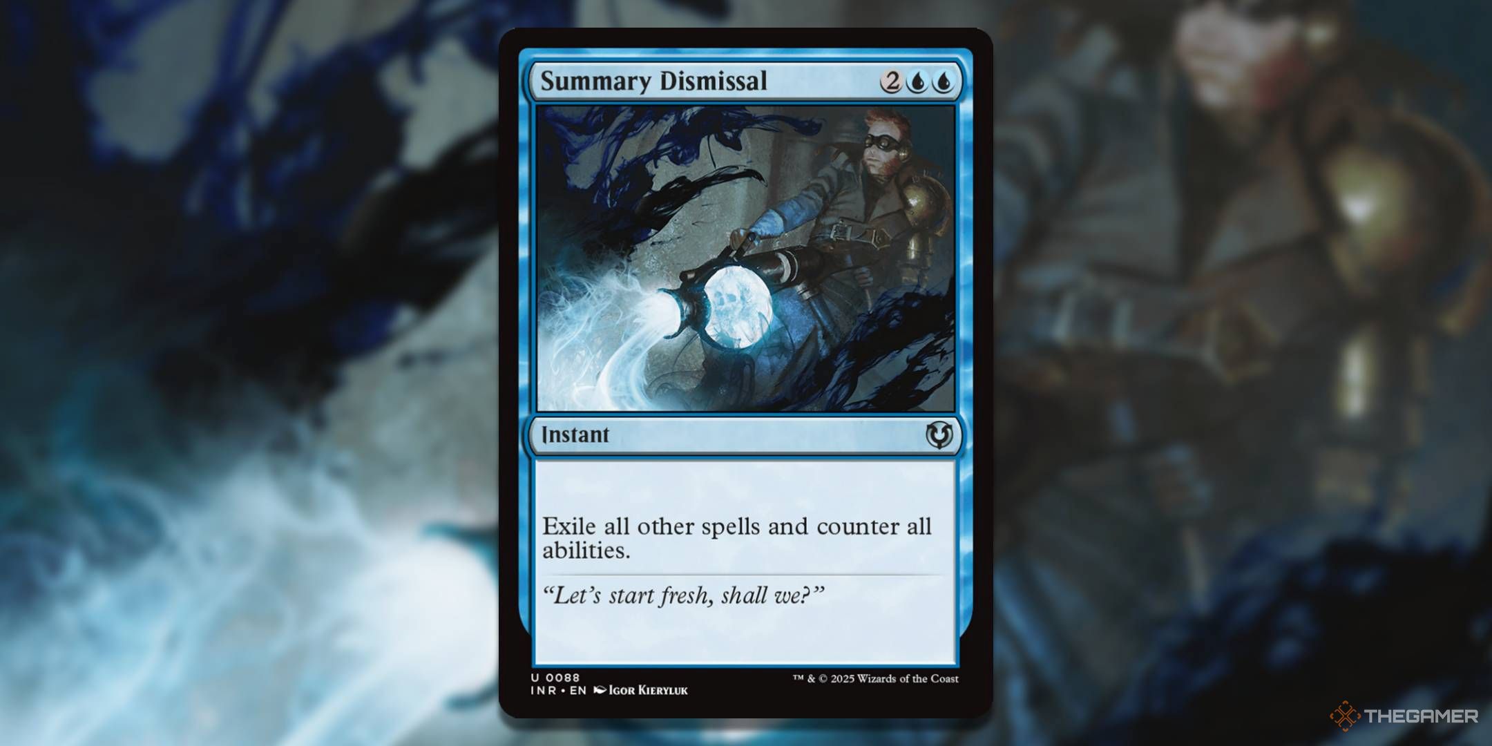 MTG Summary Dismissal card with the art in the background