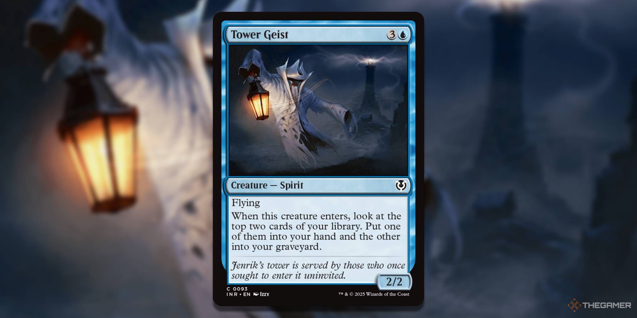 MTG Tower Geist card with the art in the background