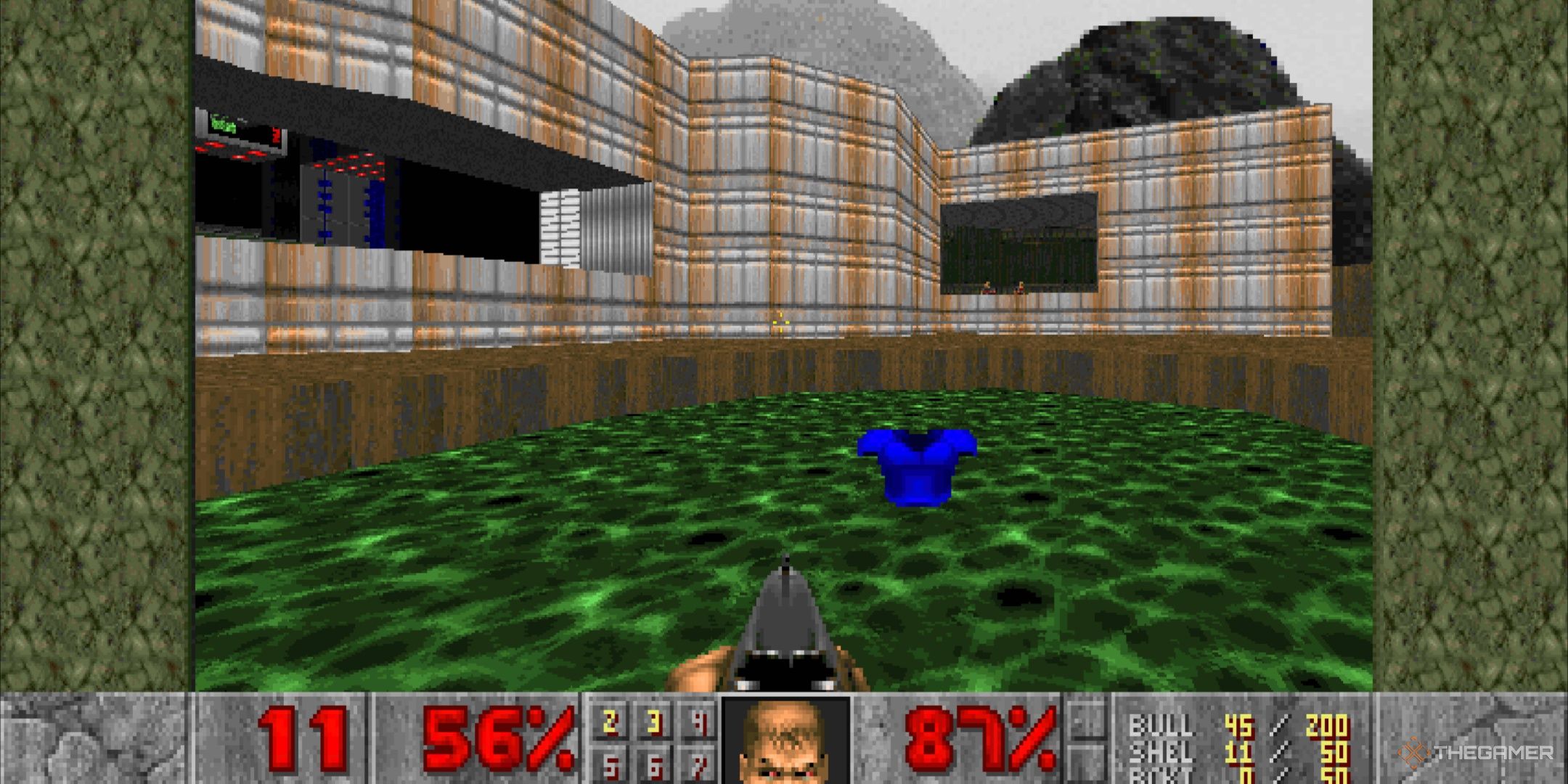 In the toxic pool of E1M1 in Doom 1993.