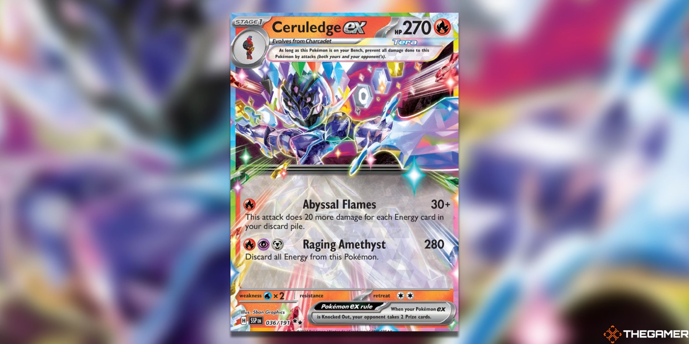 The Ceruledge Surging Sparks ex from the Pokemon TCG.