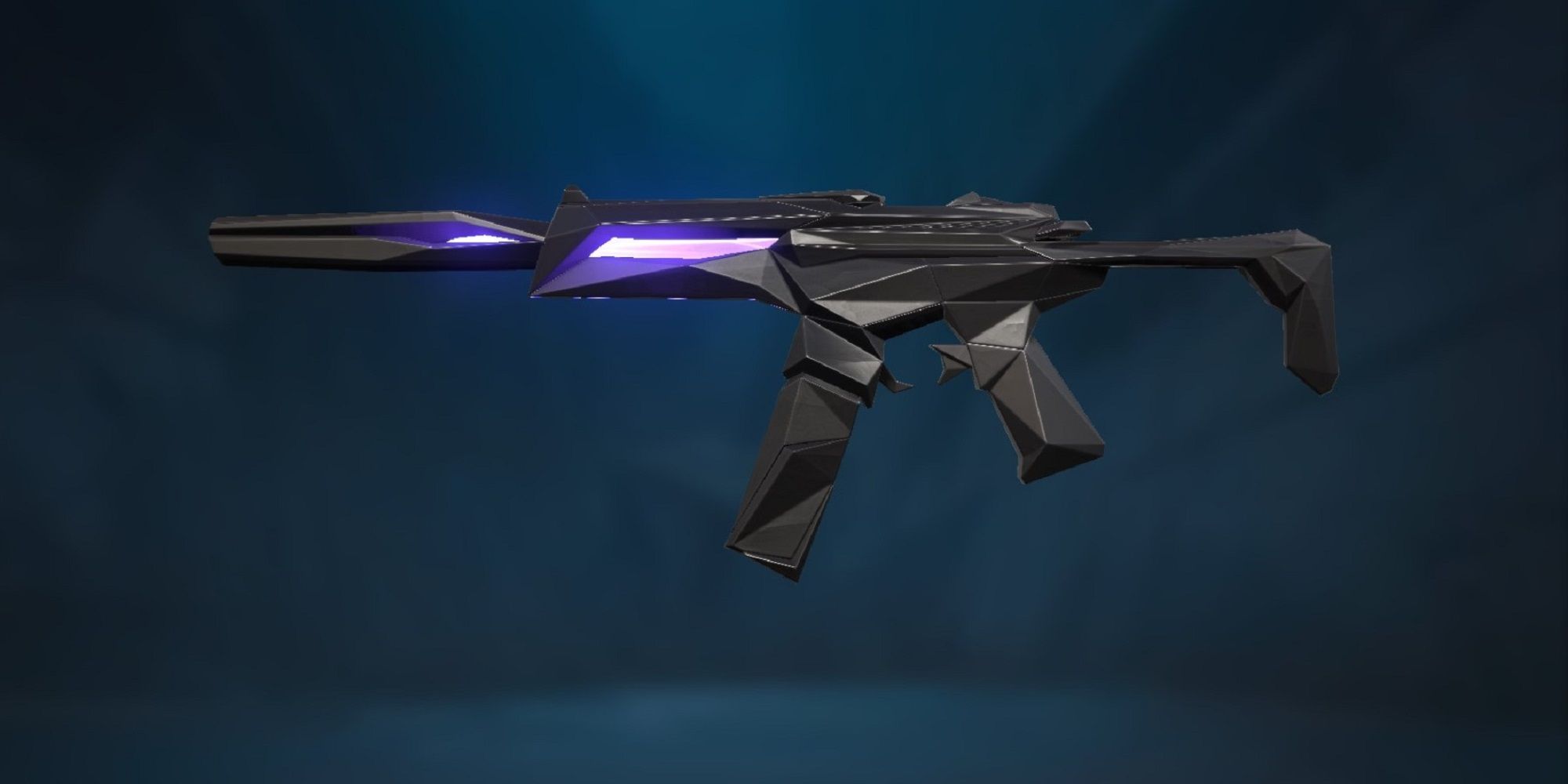 Showcasing the Singularity Spectre skin's purple variant in Valorant's Collection menu.