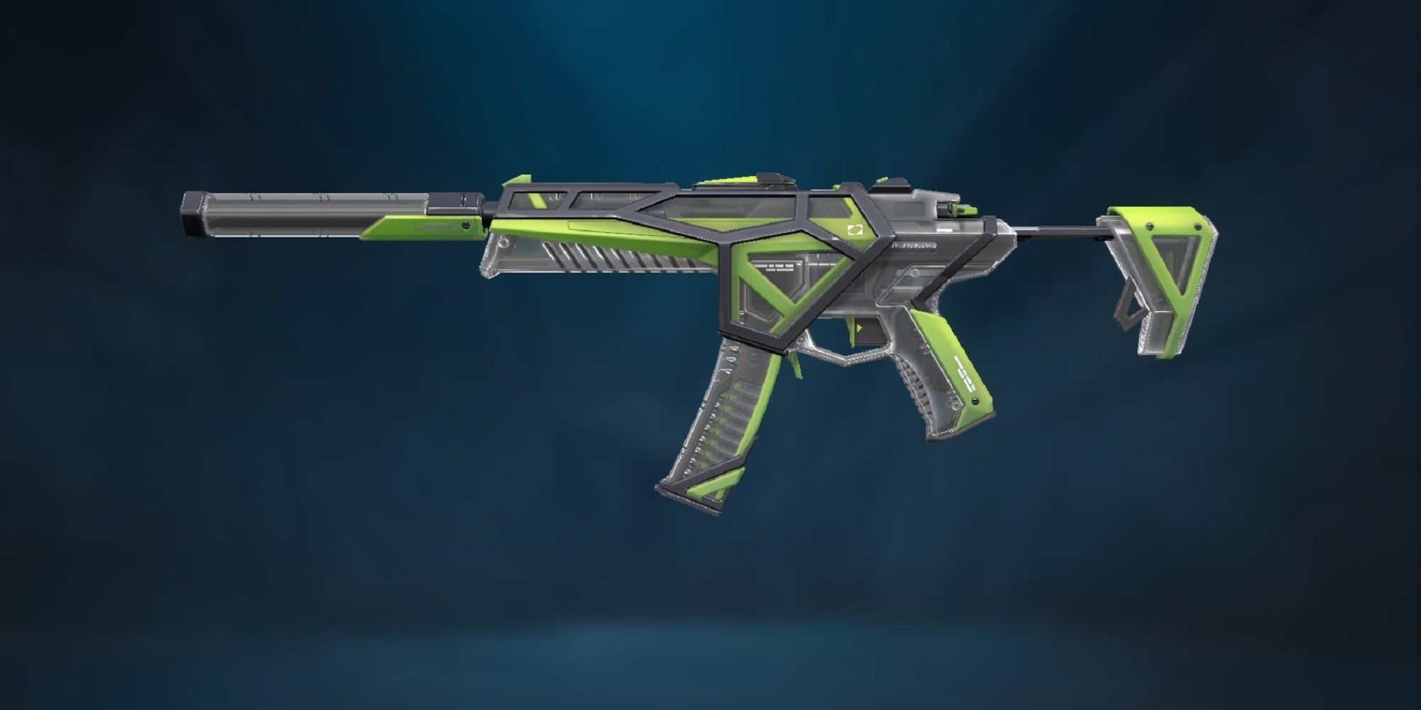 Showcasing the RGX 11Z Pro Spectre skin's green variant in Valorant's Collection menu.