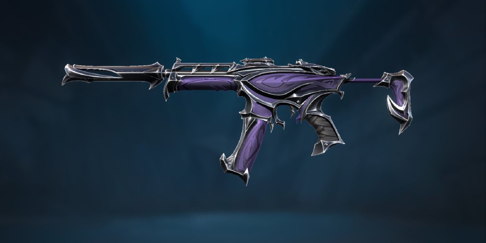 Showcasing the Reaver Spectre skin's purple variant in Valorant's Collection menu.