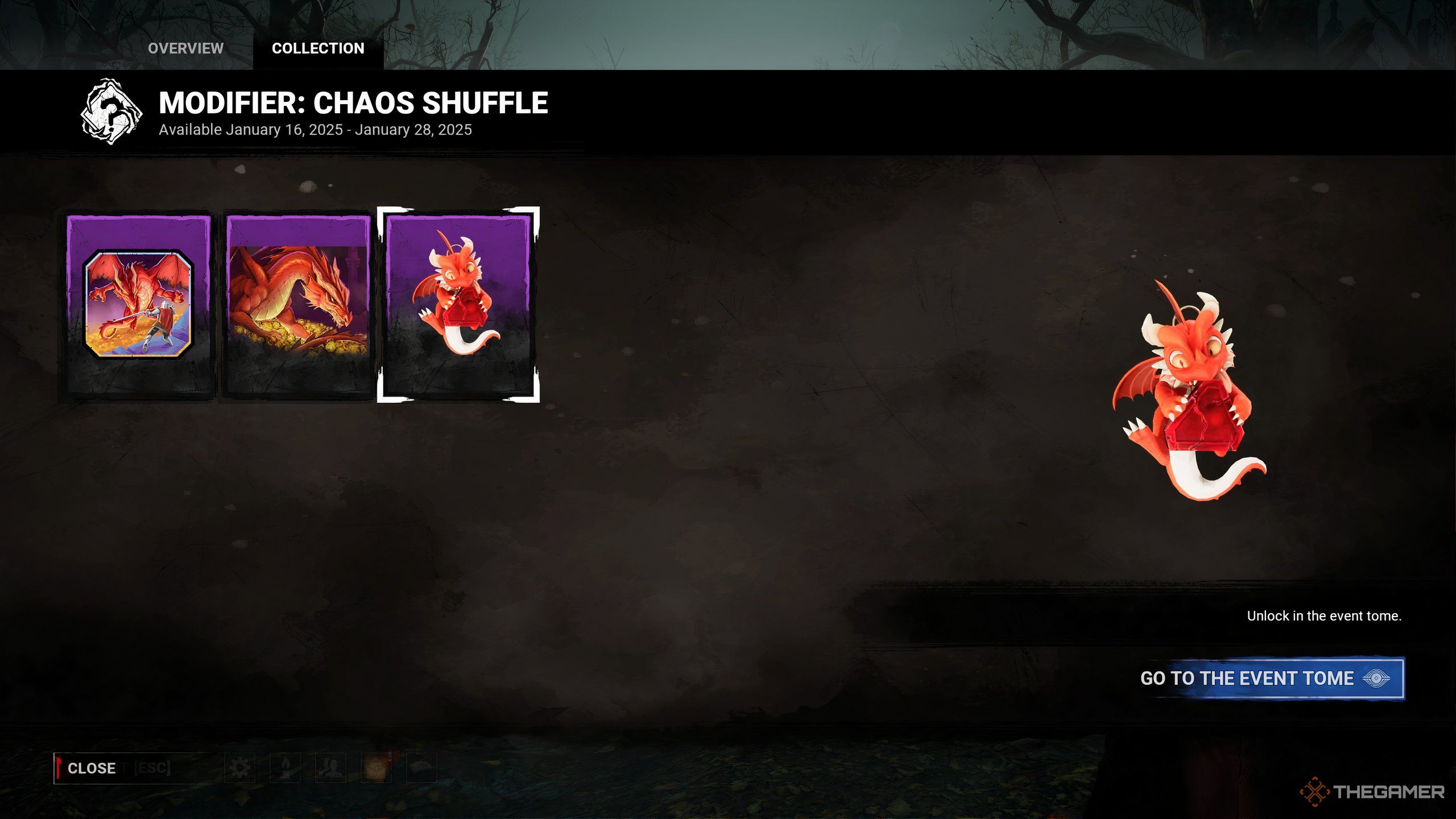 Rewards from the Dungeons and Dragons Chaos Shuffle Event Tome in Dead by Daylight, focusing on the The Cuddly Dragon Charm.