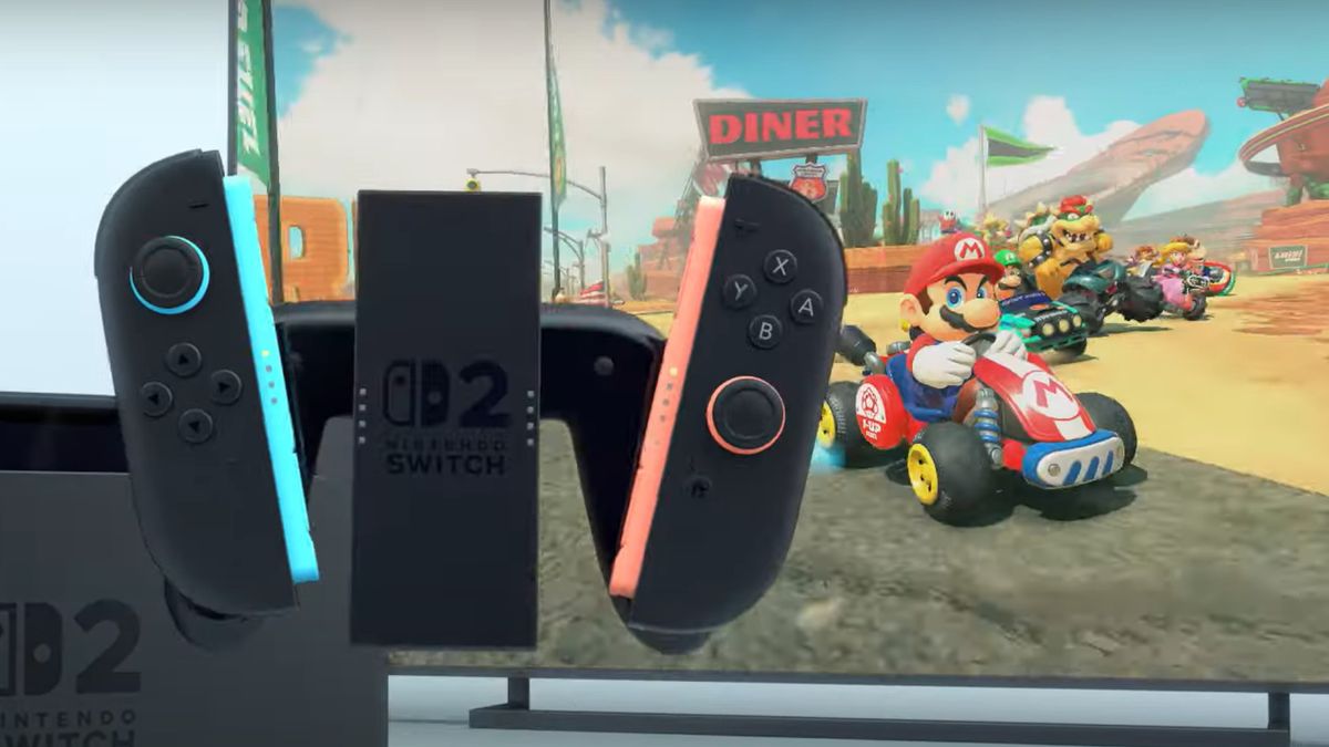 A screenshot of Mario Kart 9, shown during the Switch 2 reveal trailer.