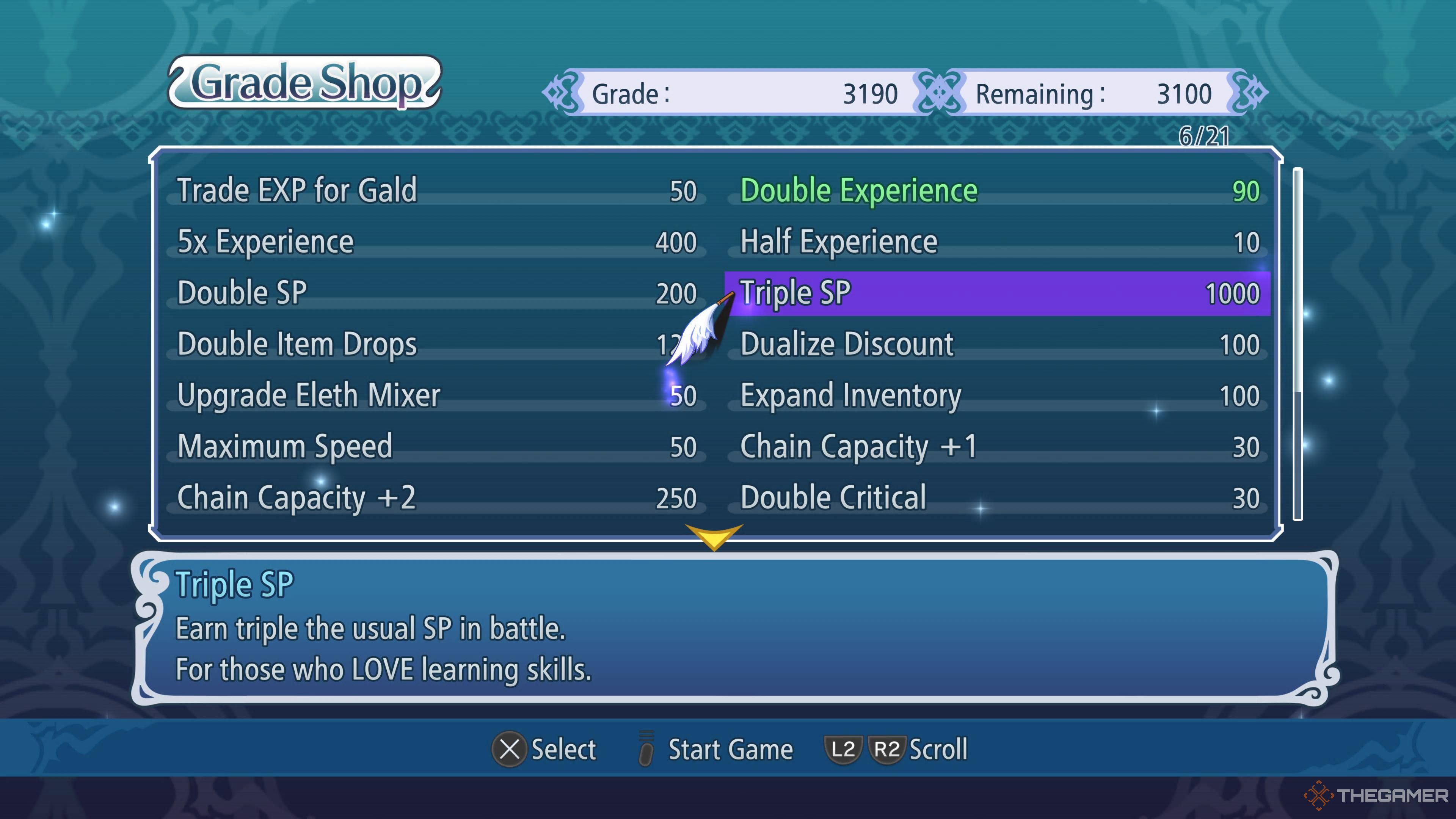 Grade Shop feature in Tales of Graces f Remastered