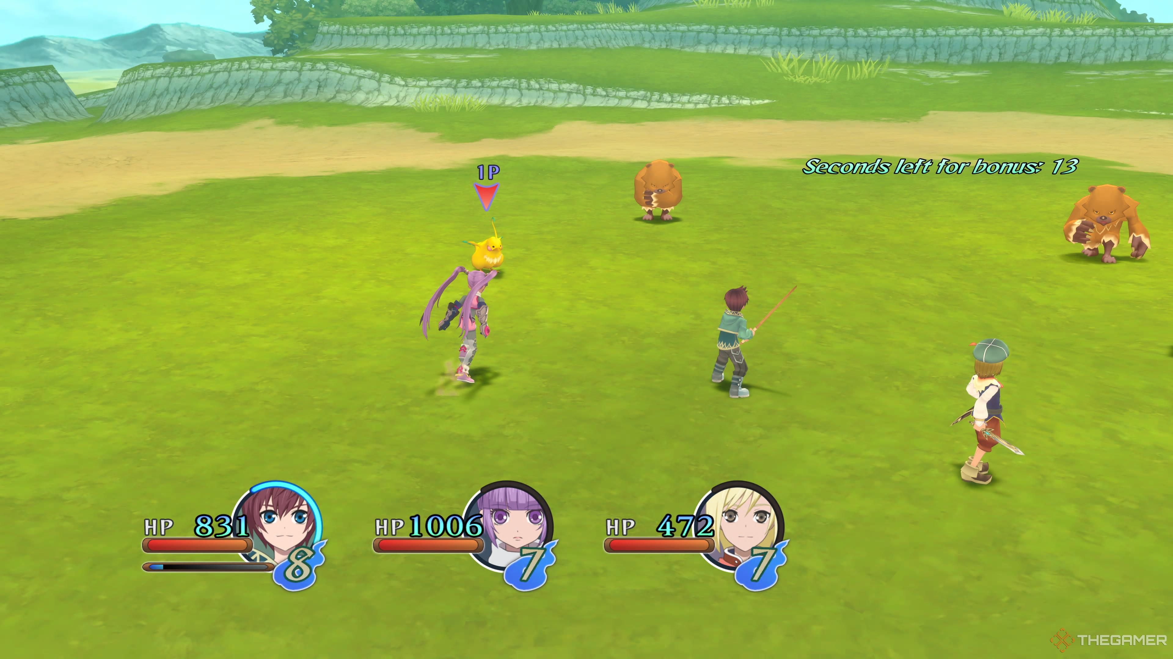 Asbel, Sophie, and Richard in an early fight in Tales of Graces f Remastered