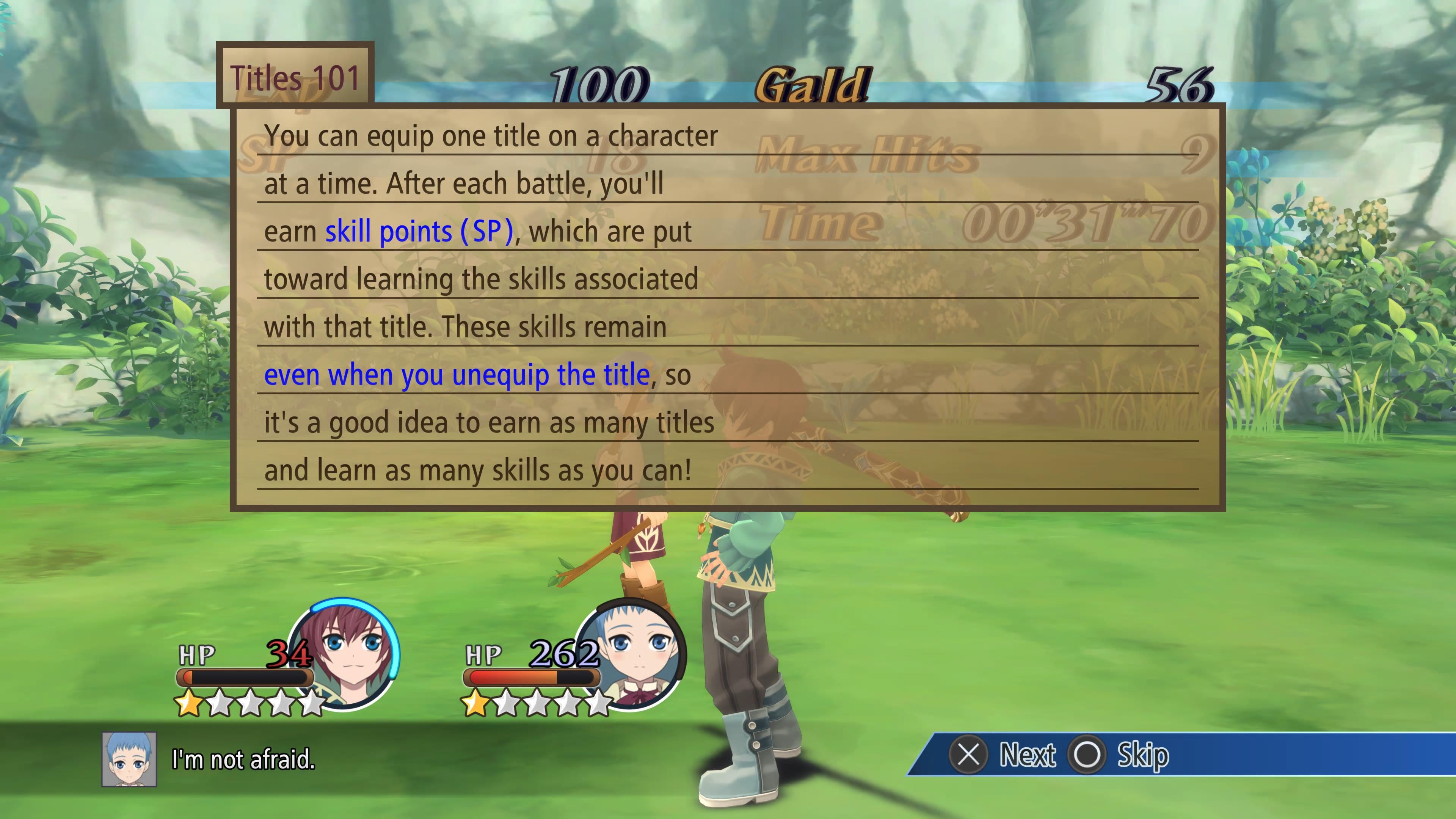 Tales of Graces f Remastered Title explanation screen