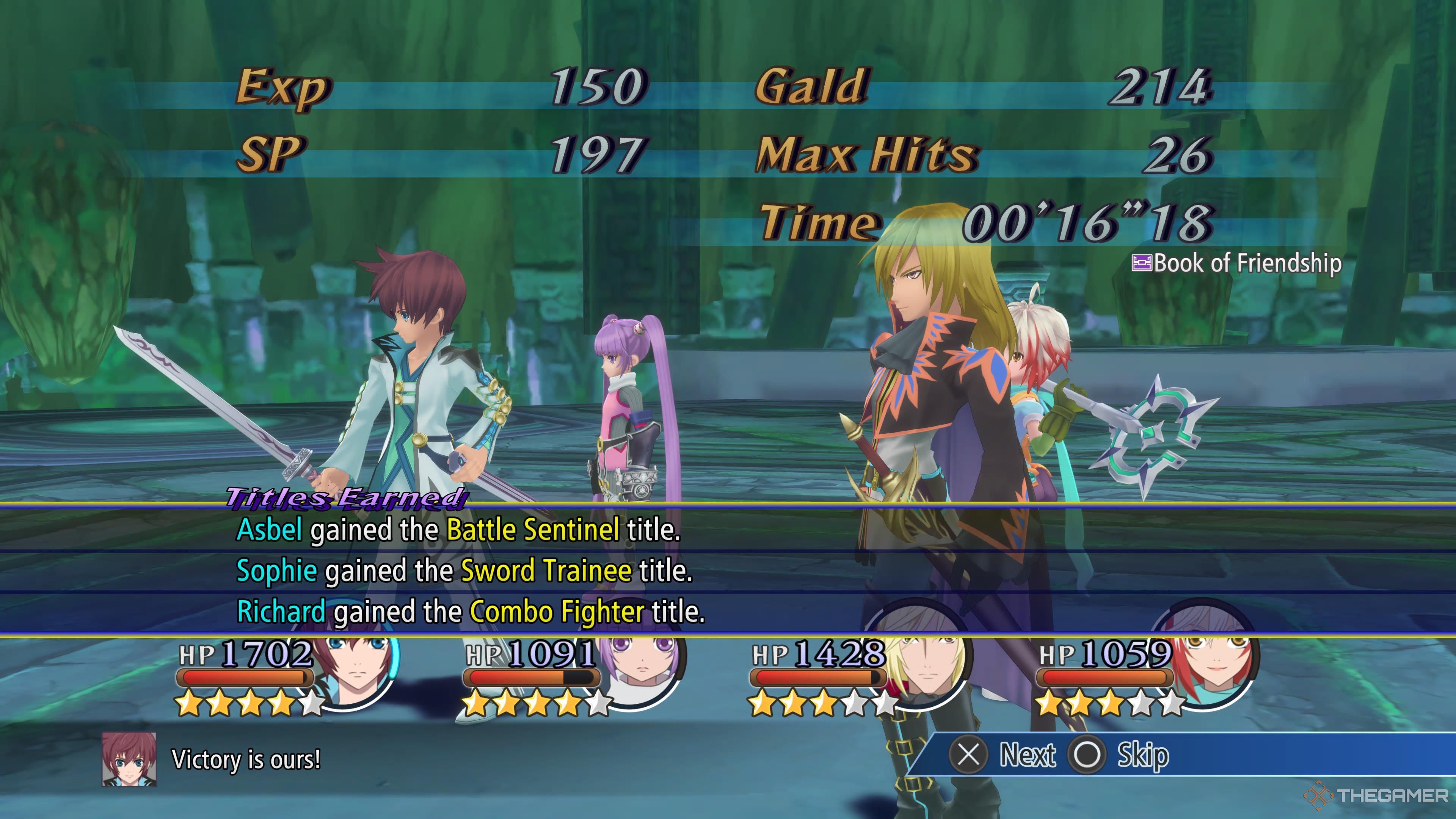 Tales of Graces f Remastered image of earning titles