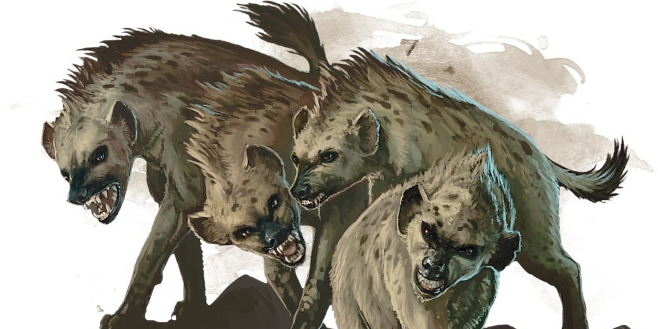 A pack of hyenas fighting with each other