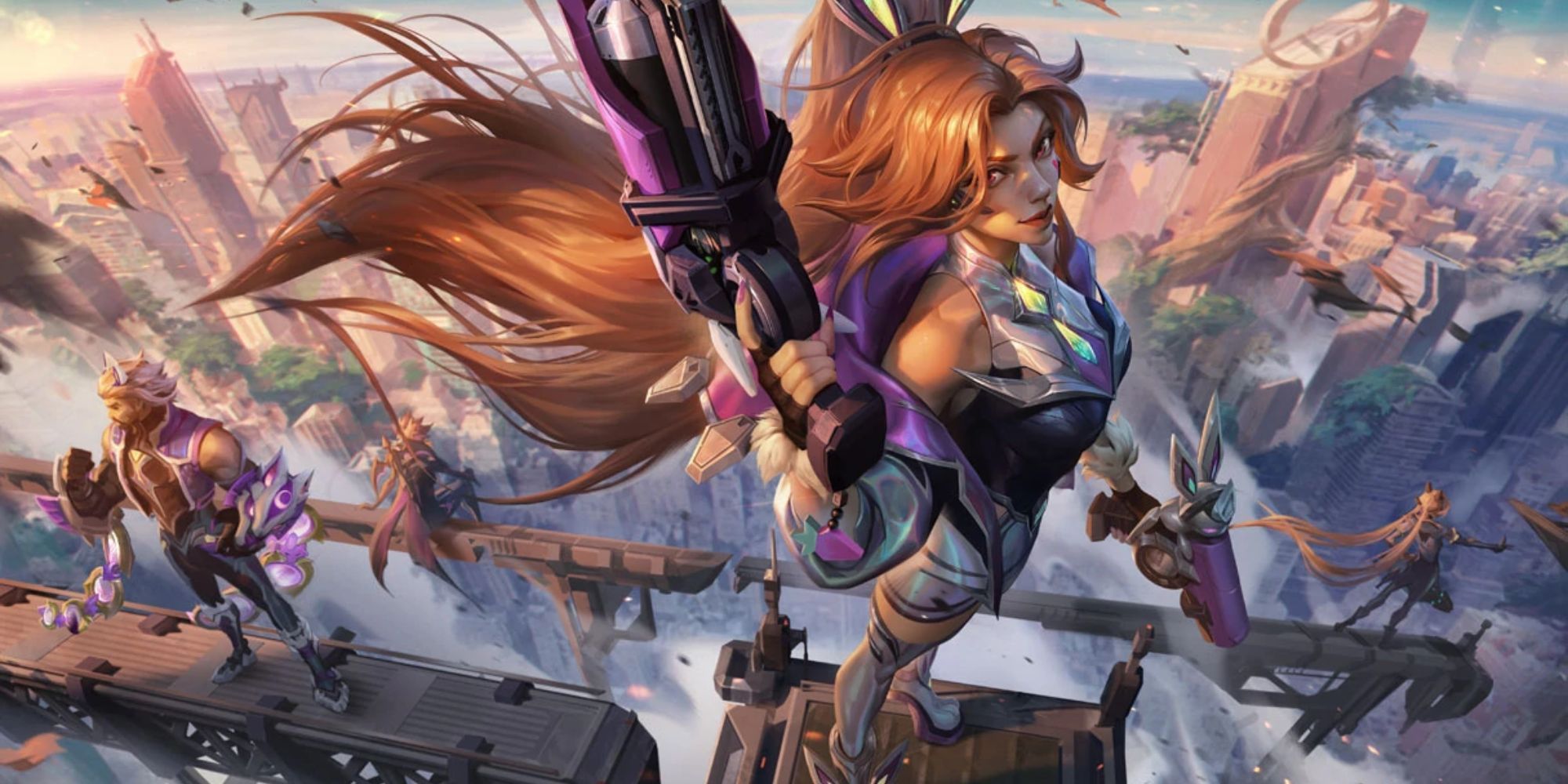 Battle Bunny Miss Fortune prepares to fight in her League of Legends splash art.