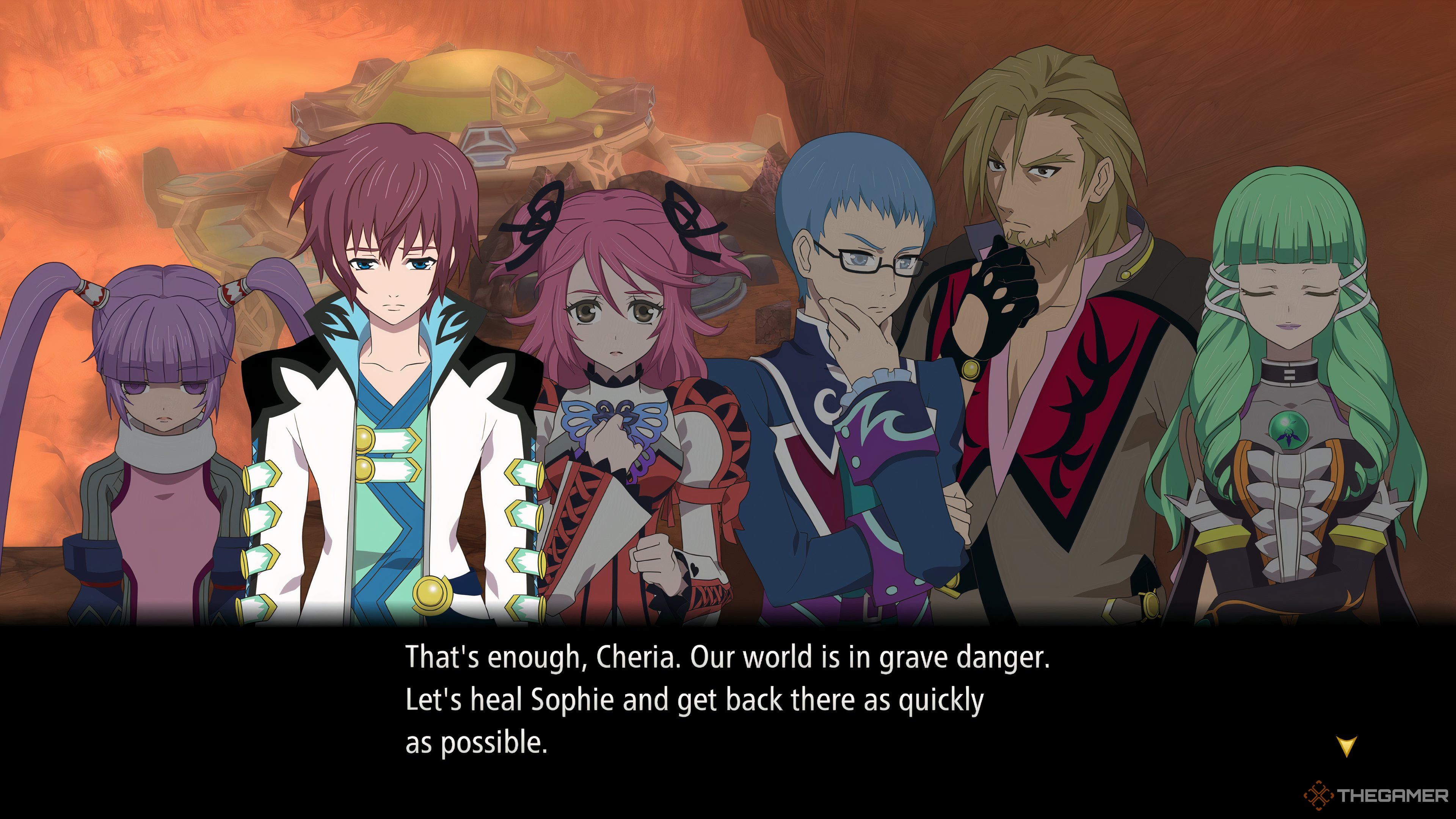 Asbel, Cheria, Hubert, Malik, and Emeraude talking about Sophie on Fodra in Tales Of Graces F Remastered.