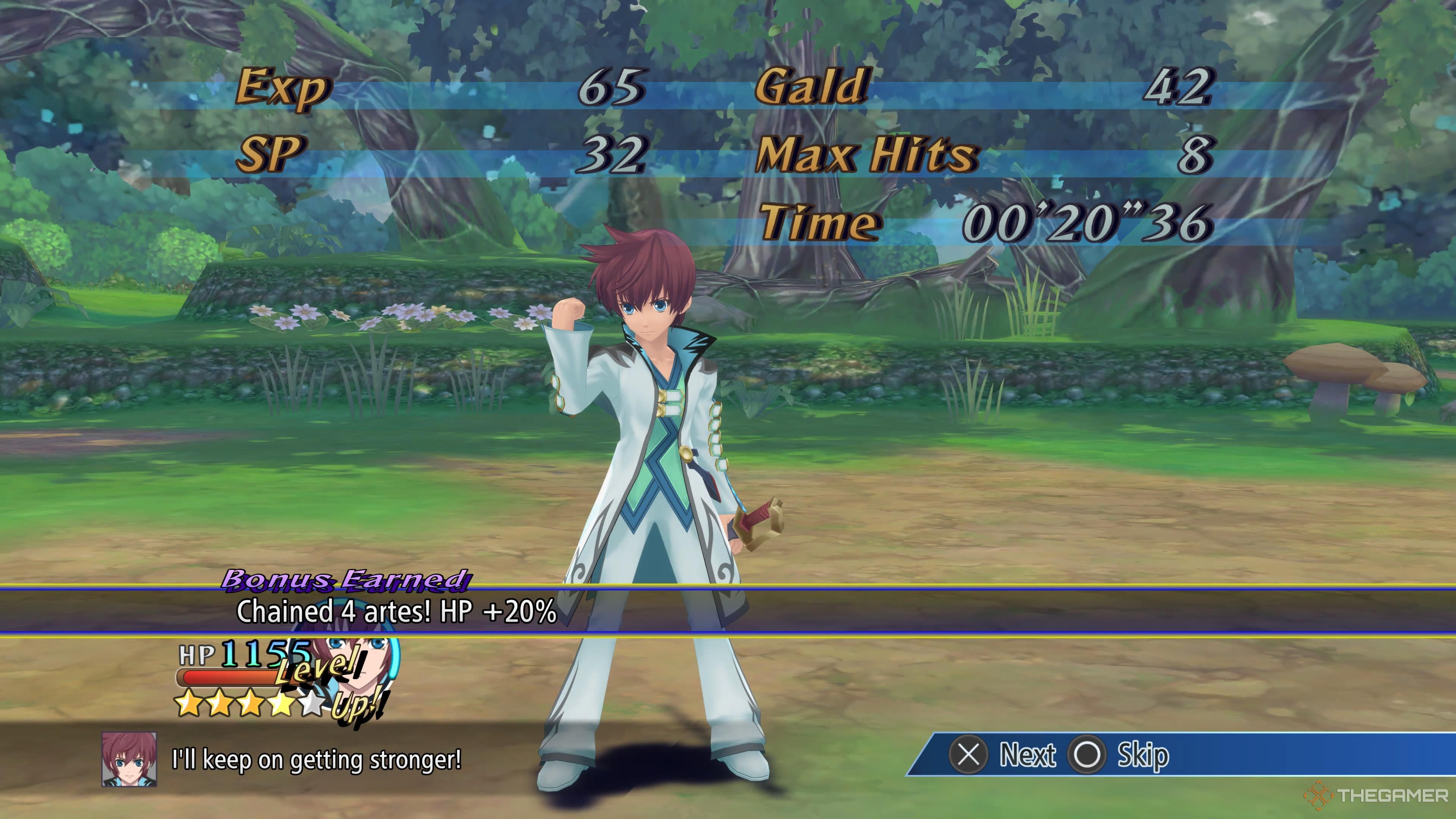 Asbel levels up in Tales of Graces f Remastered