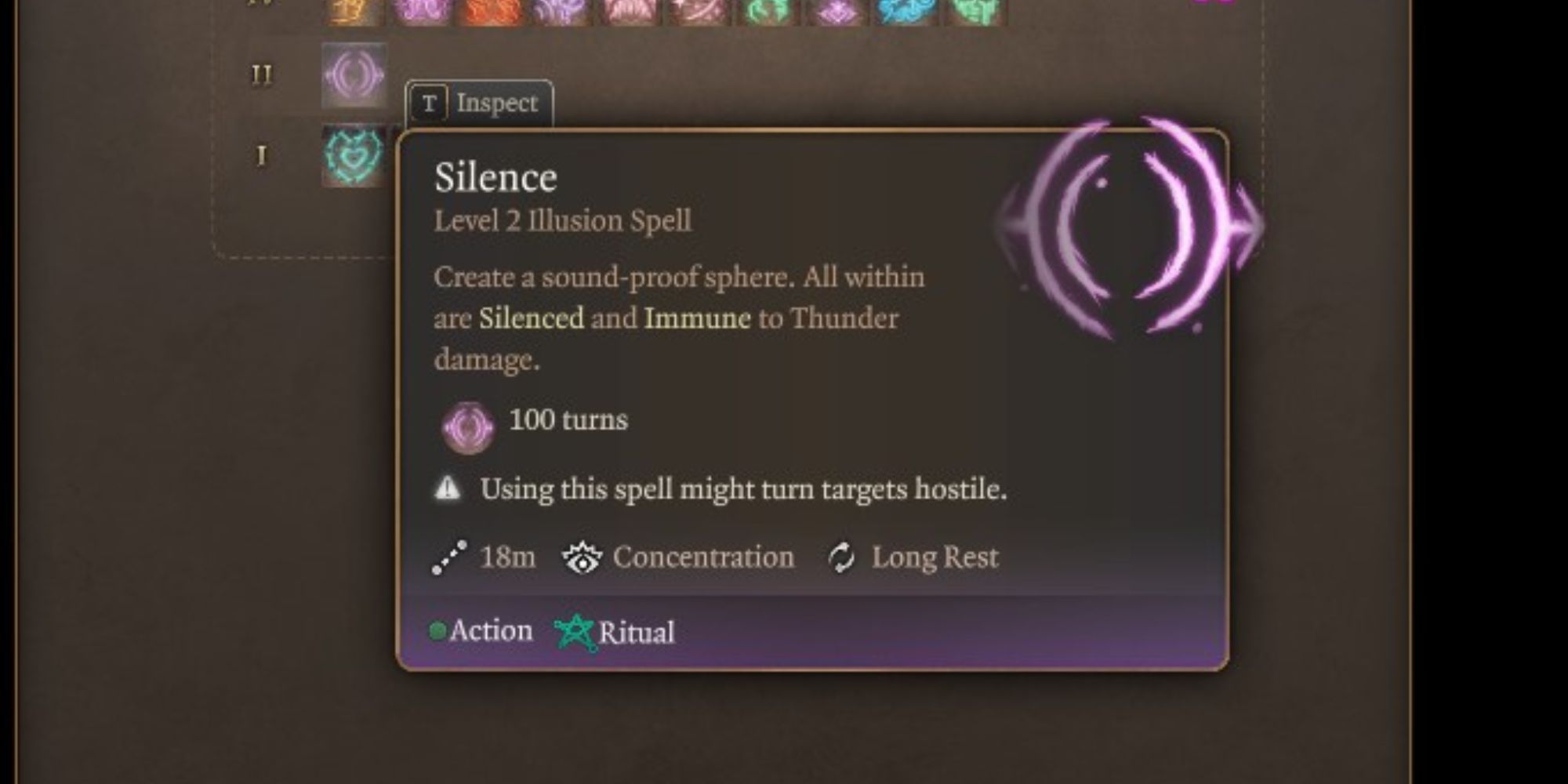 The Silence spell in Baldur's Gate 3