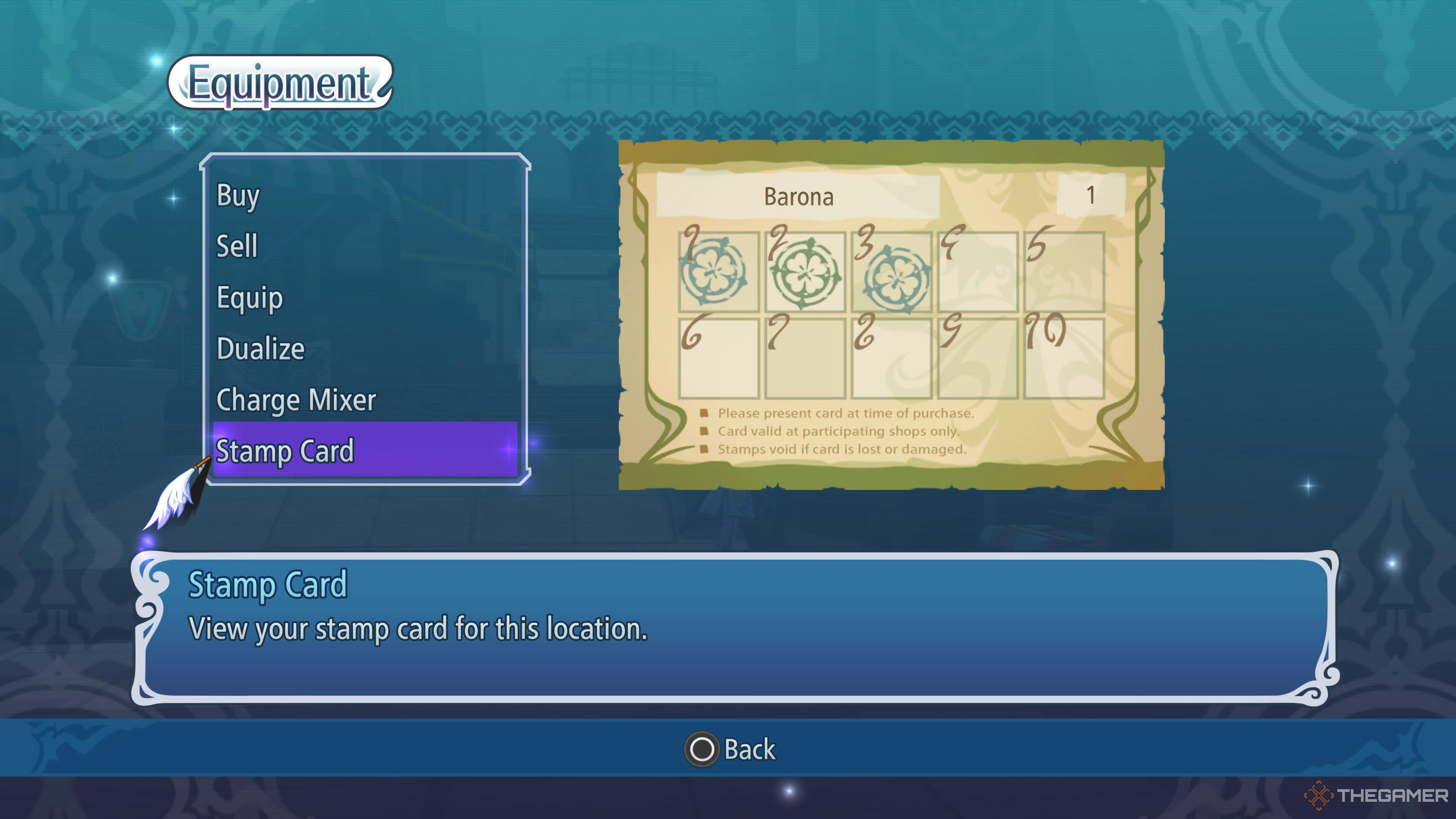 Barona Stamp Card in Tales of Graces f Remastered