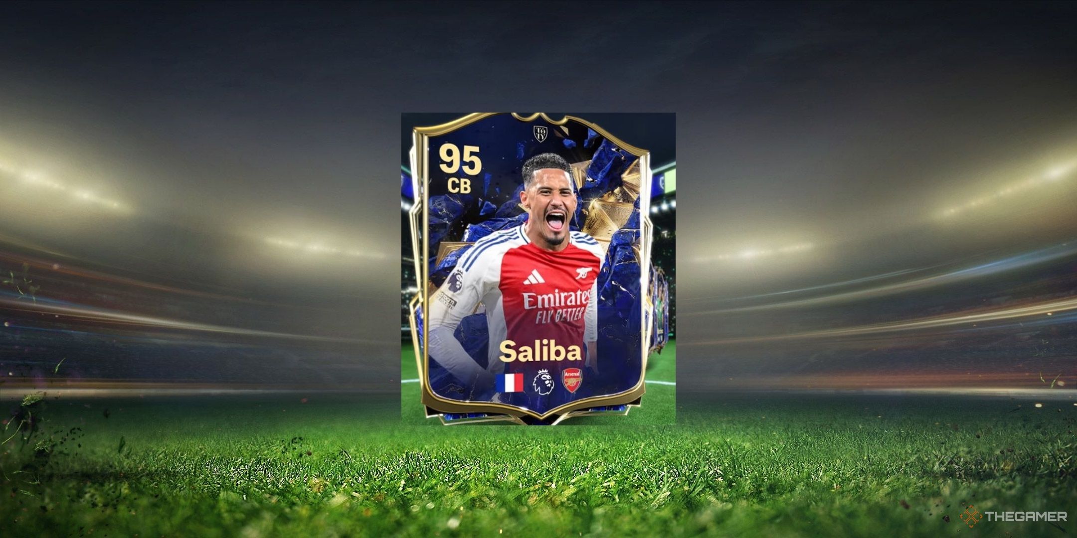 William Saliba's TOTY card in EA Sports FC 25.