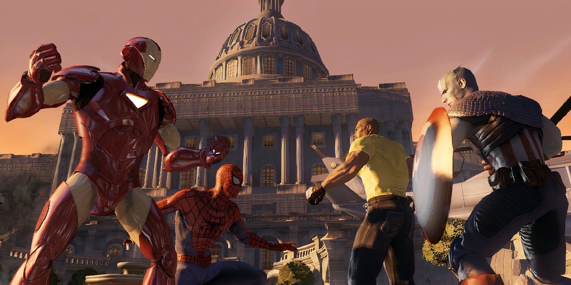 Iron Man and Captain America's factions fighting in Marvel Ultimate Alliance 2