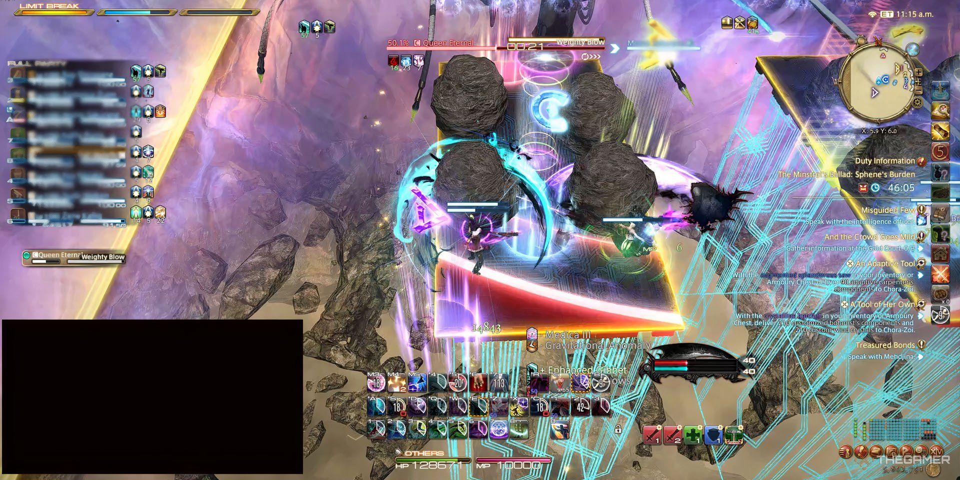 The meteors during the Queen Eternal fight in Final Fantasy 14.