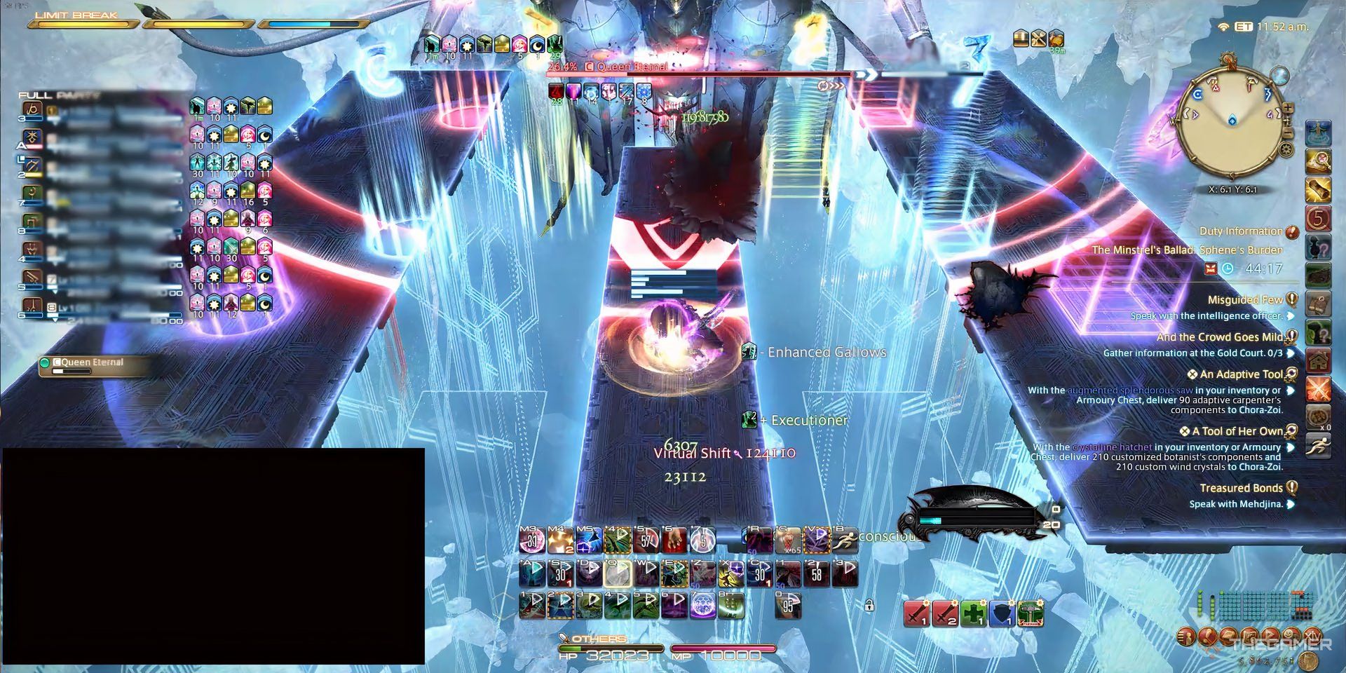 The ice platforms in the Queen Eternal fight in Final Fantasy 14.